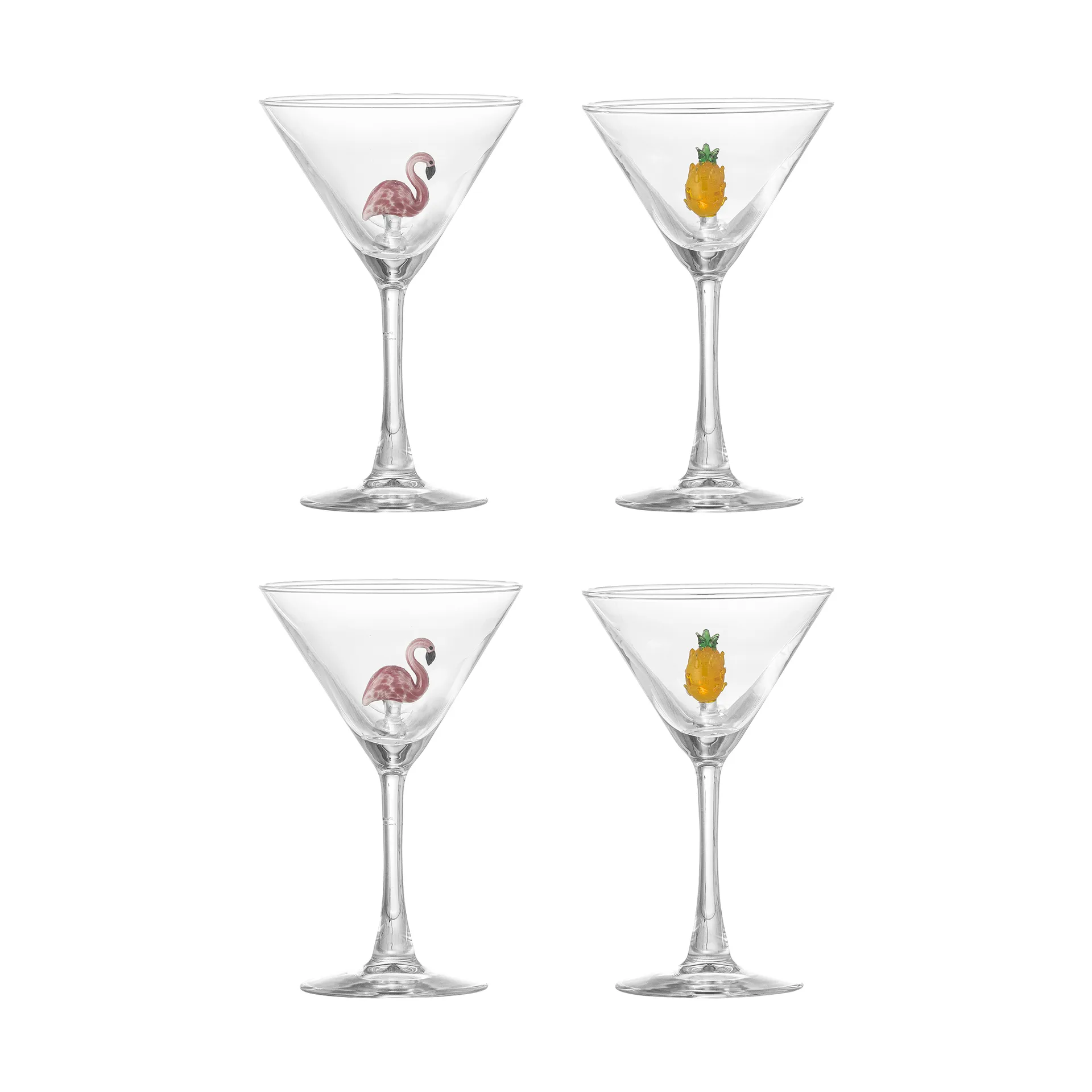 Bloomingville Misa cocktailglass 17 cl 4 deler Clear-flamingo, clear-pineapple