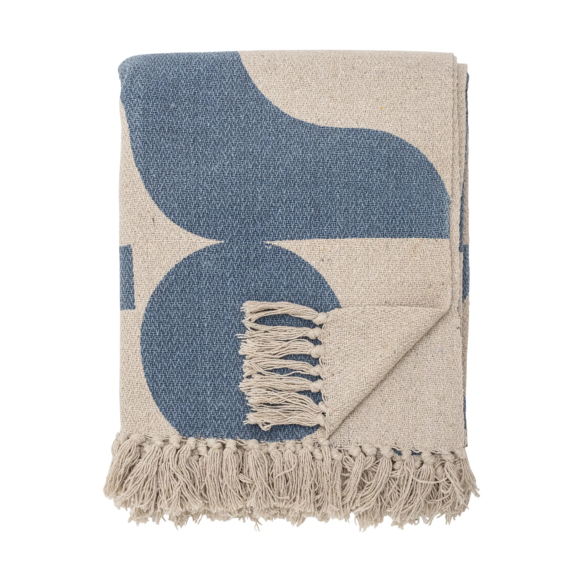 Bloomingville Plaid en coton Agno cm Beige-bleu