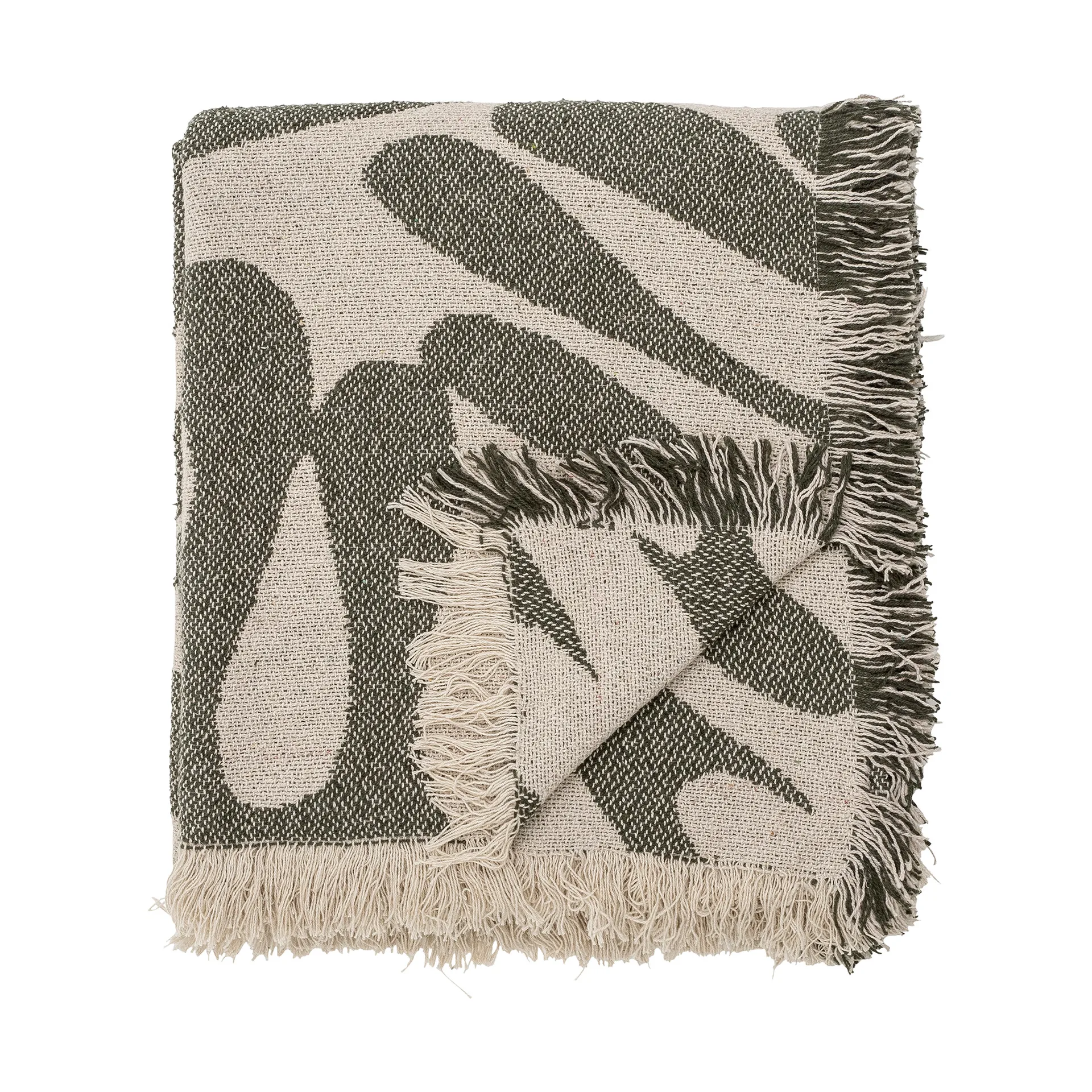 Bloomingville Plaid en coton Alk cm Beige-vert