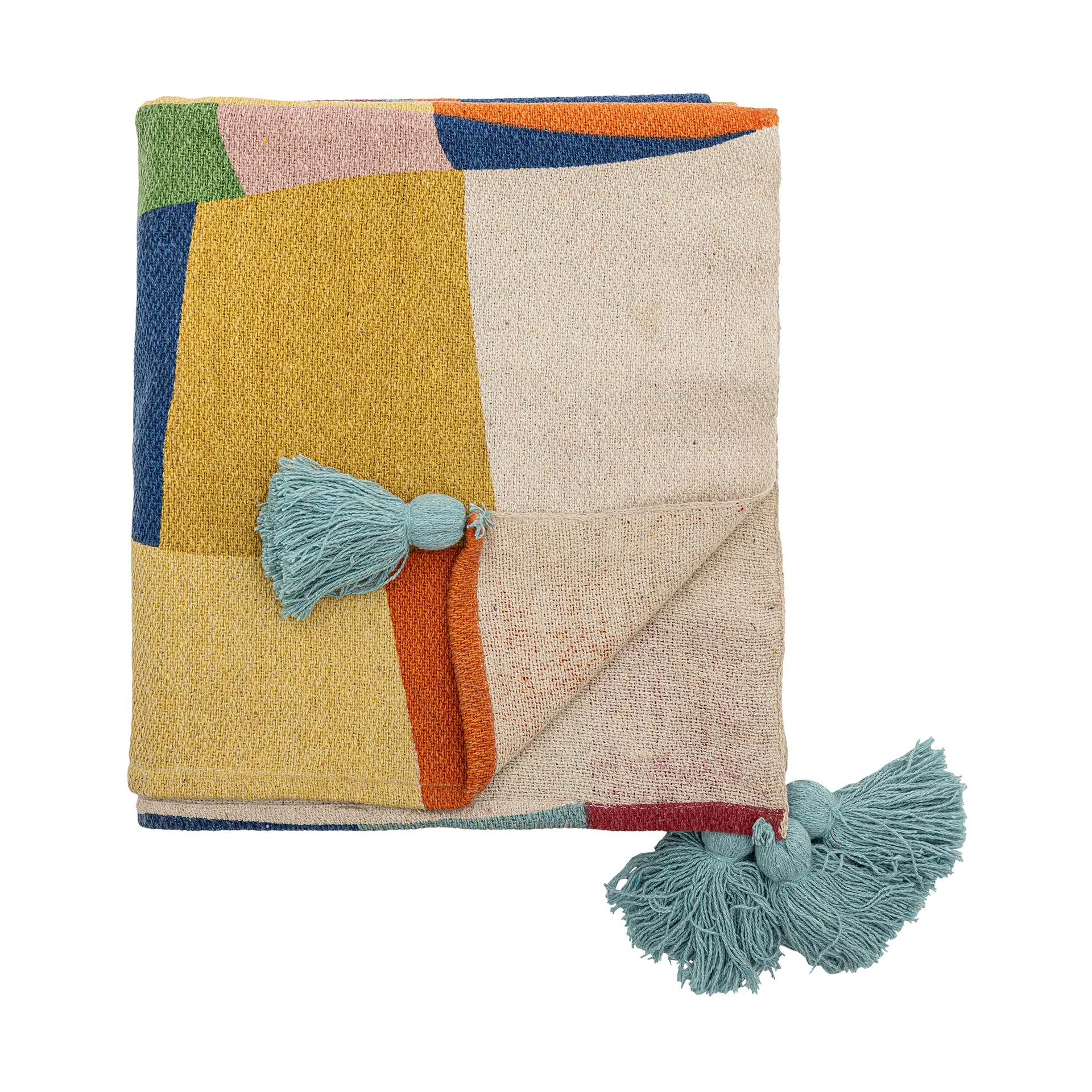 Bloomingville Plaid en coton Colorine cm Bleu