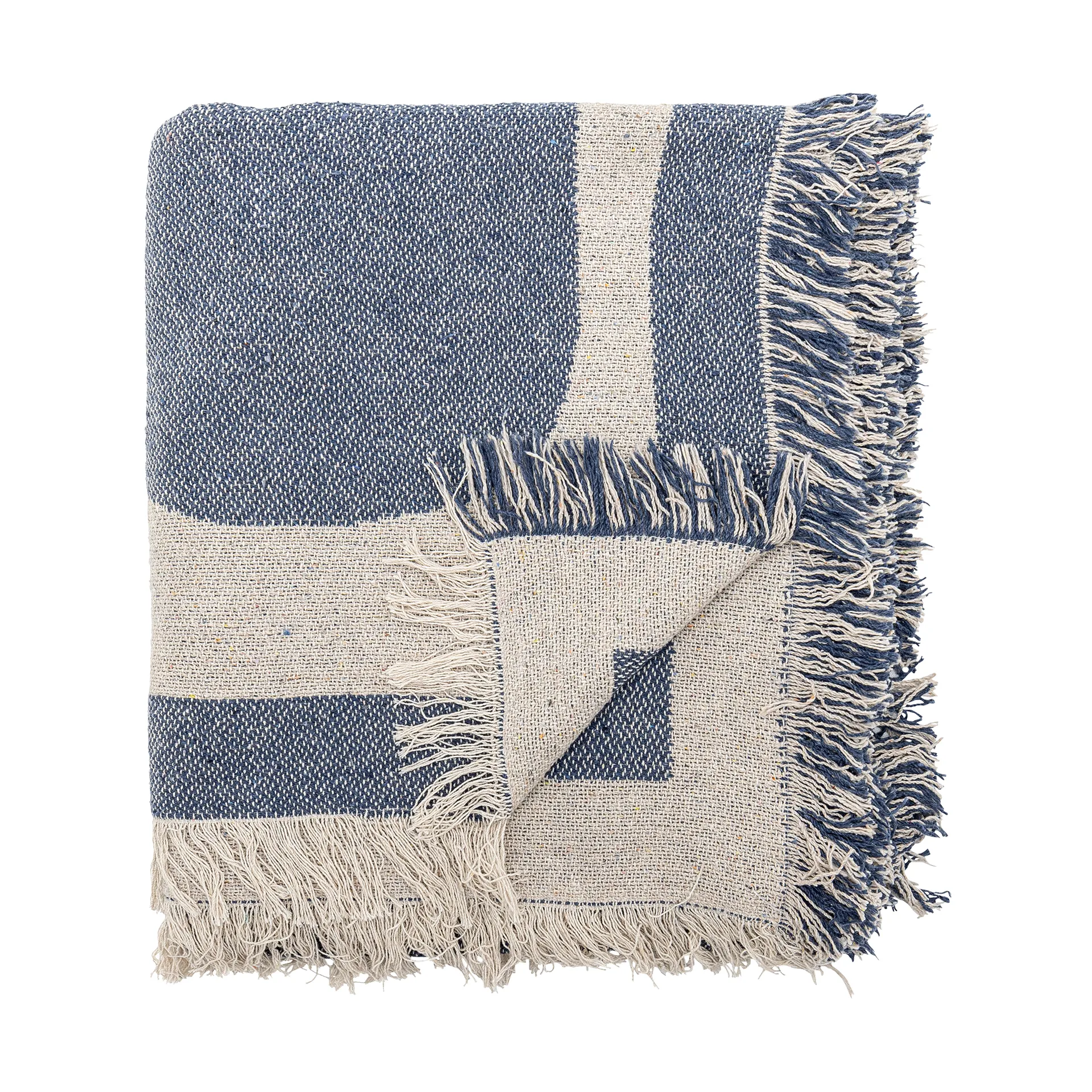 Bloomingville Plaid en coton Ethan cm Bleu