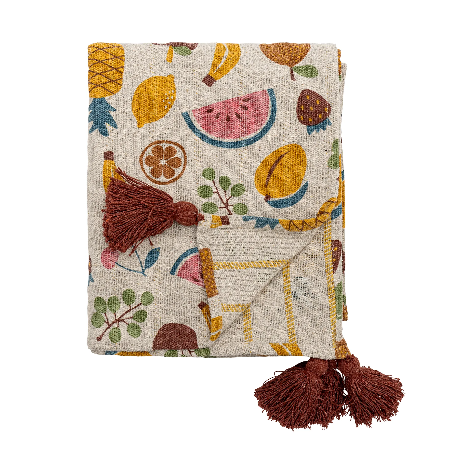 Bloomingville Plaid en coton Fruitta cm Jaune
