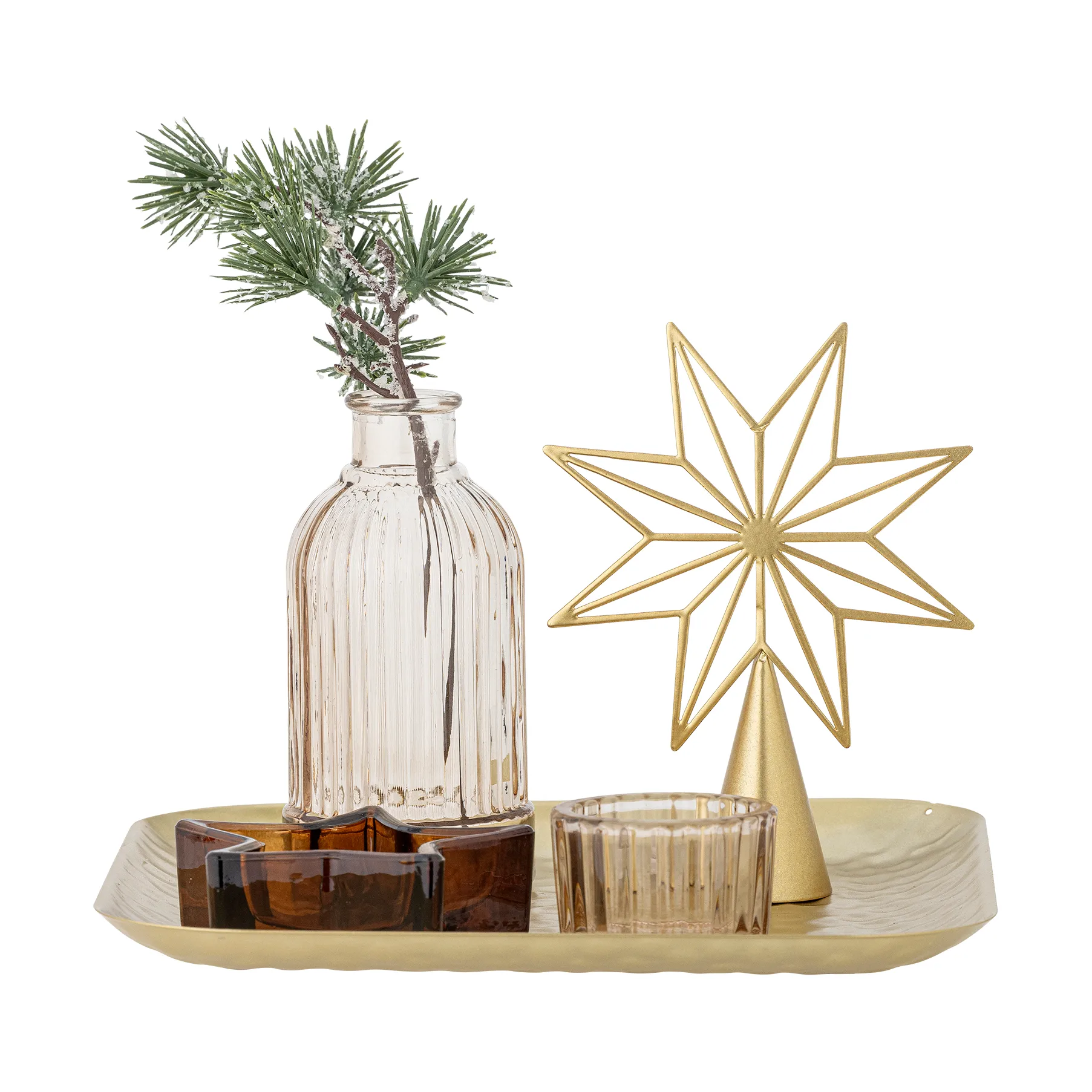 Bloomingville Plateau Sanga avec objets décoratifs, 6 pièces Or