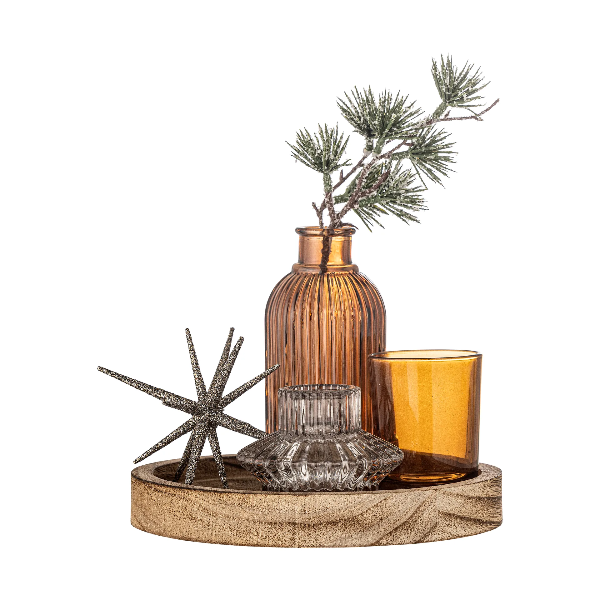 Bloomingville - Sanga Bakke m/fyrfadsstage, Brun, Glas, D18xH22,5 cm, Set of 6