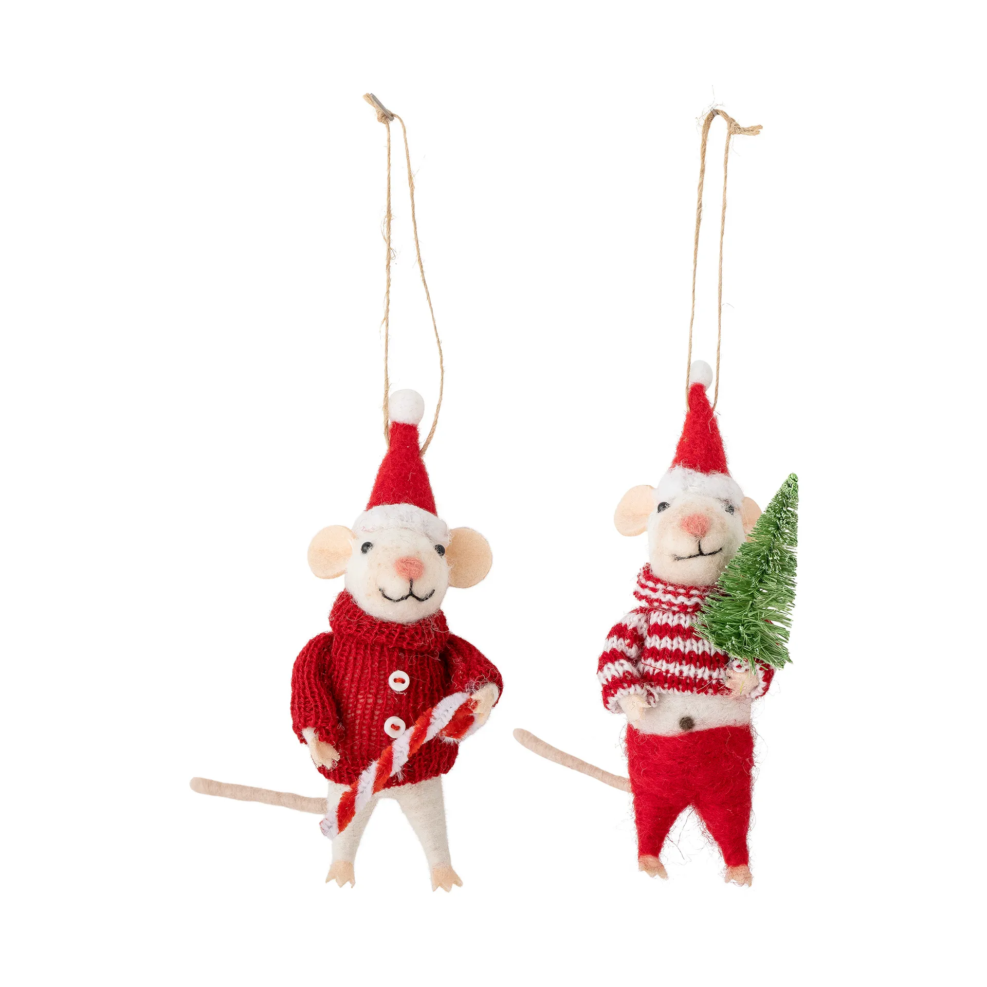 Bloomingville Suspension de sapin de Noël Peo laine 2 pièces Souris de Noël