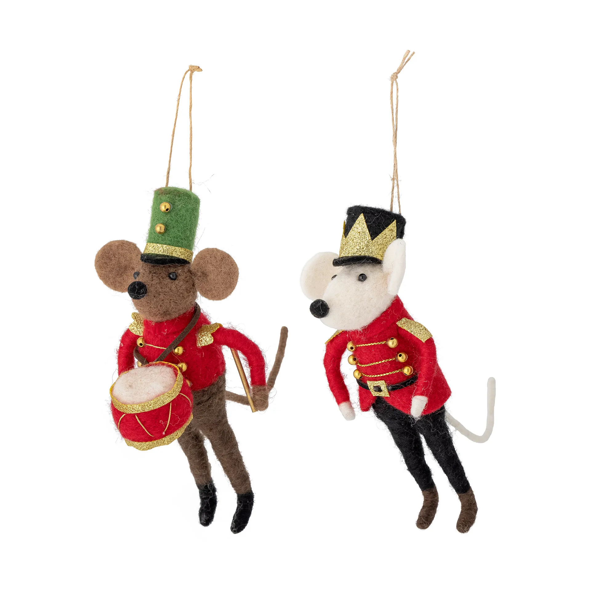 Bloomingville Suspension de sapin de Noël Peo laine 2 pièces Souris de parade