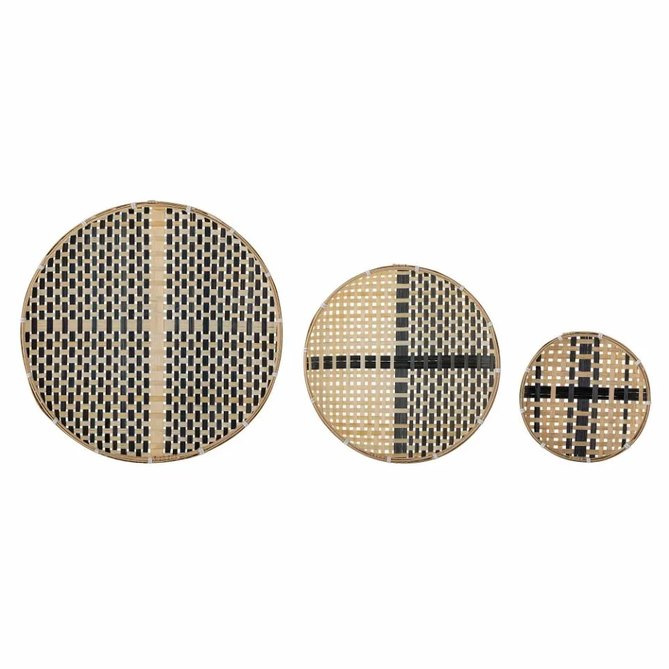 Bloomingville - Tona Vægdekoration, Sort, Bambus, D30xH5/D35xH5,5/D40xH5,5 cm, Set of 3