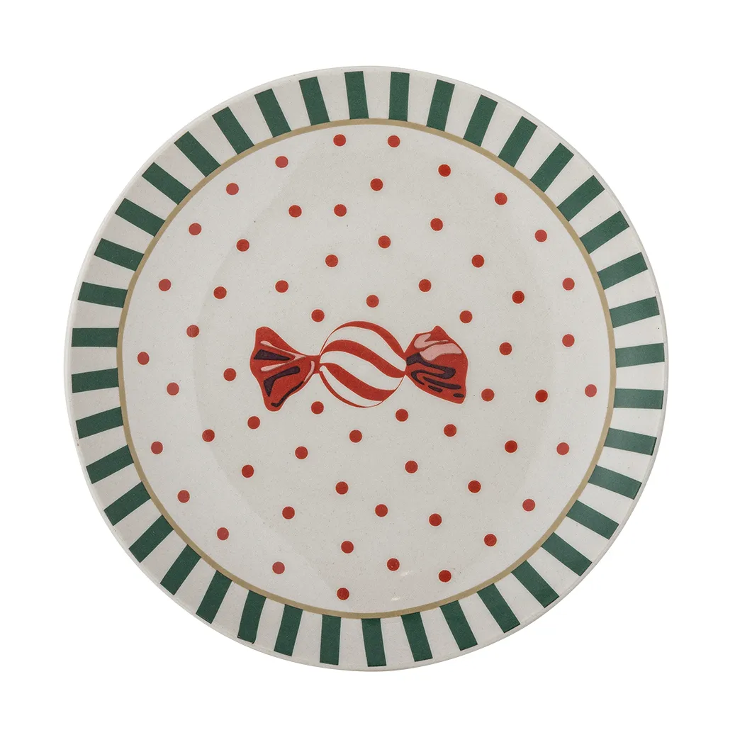 Bloomingville Yule tallrik &Oslash;16 cm Natur-r&ouml;d