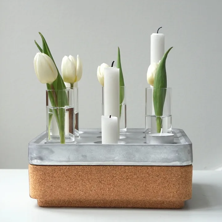 Stumpastaken Small gift set, Aluminum. Cork bowl nature. 4-pack vases. matches