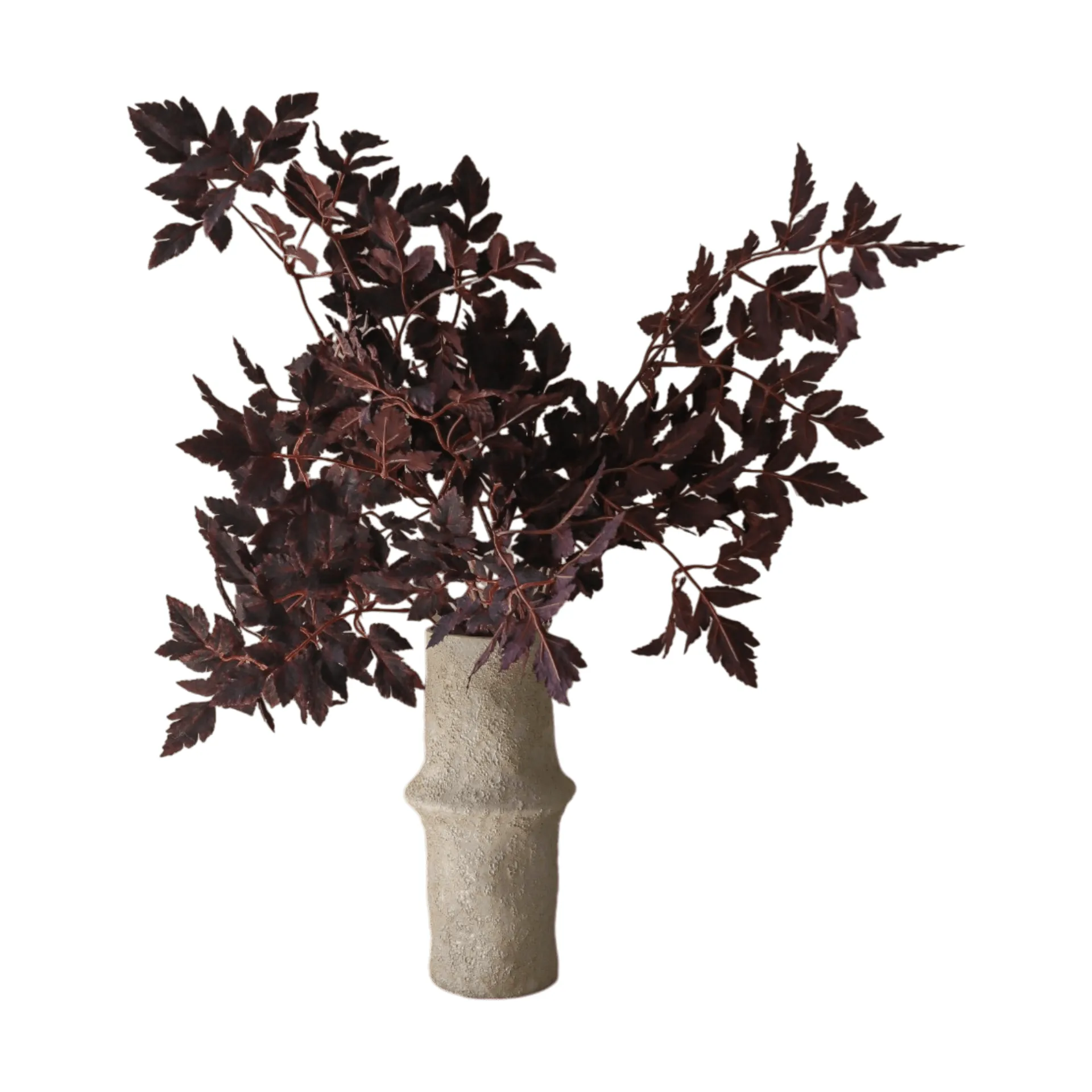 Botané Bouquet artificiel Burgundy Plum Leaves , 4 pièces