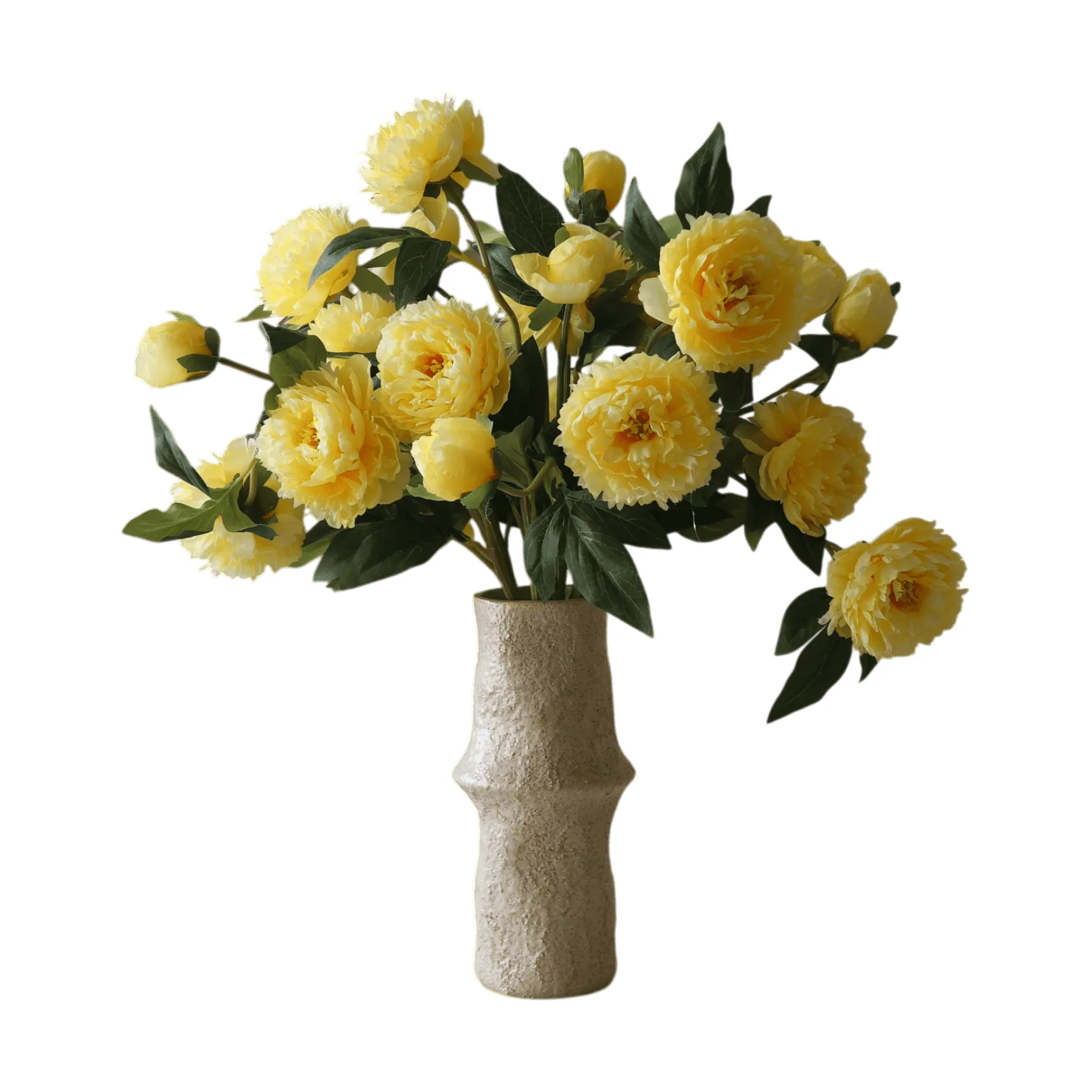 Botané Bouquet artificiel de pivoines Large, jaune 7 pcs
