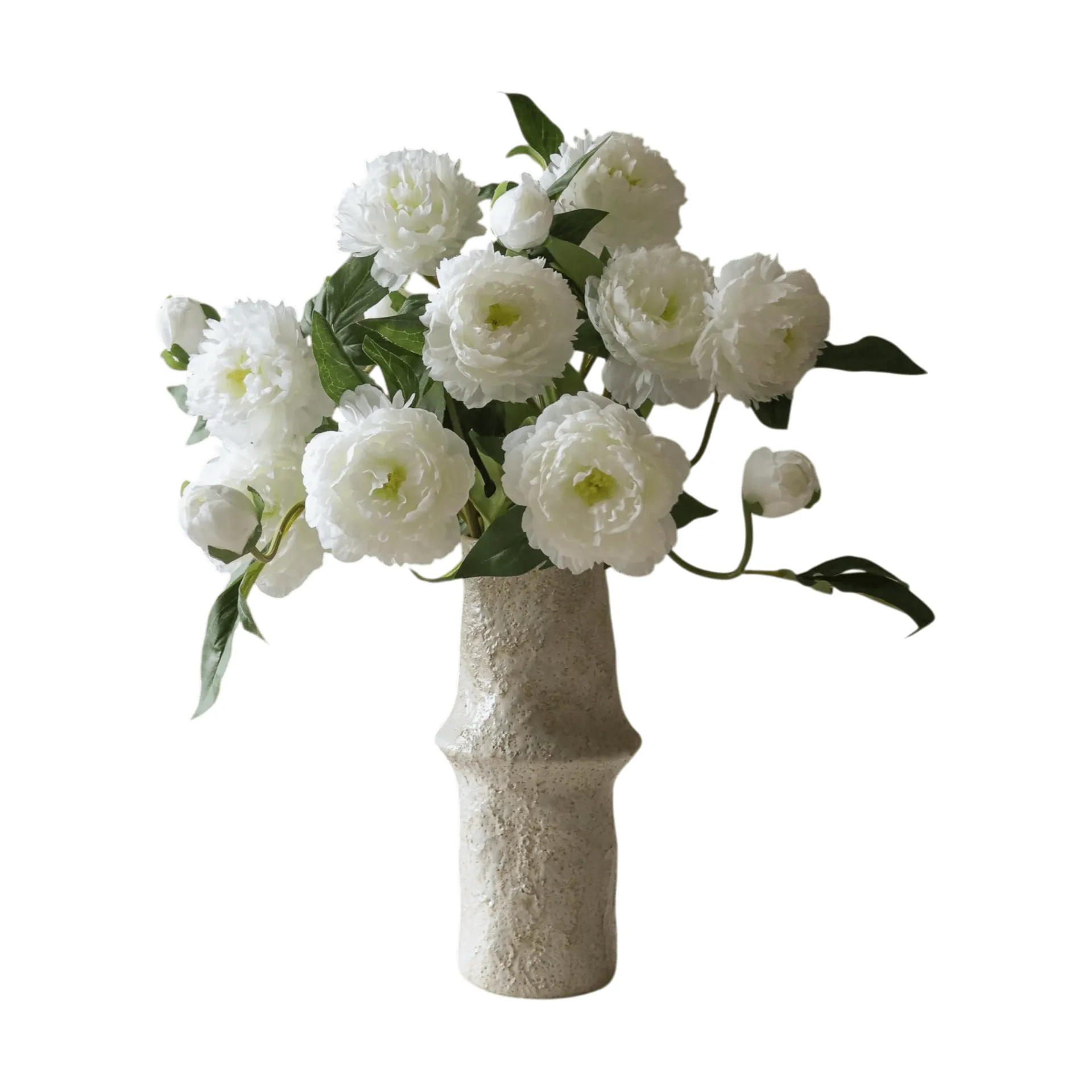 Botané Bouquet artificiel de pivoines Medium, blanc 5 pcs