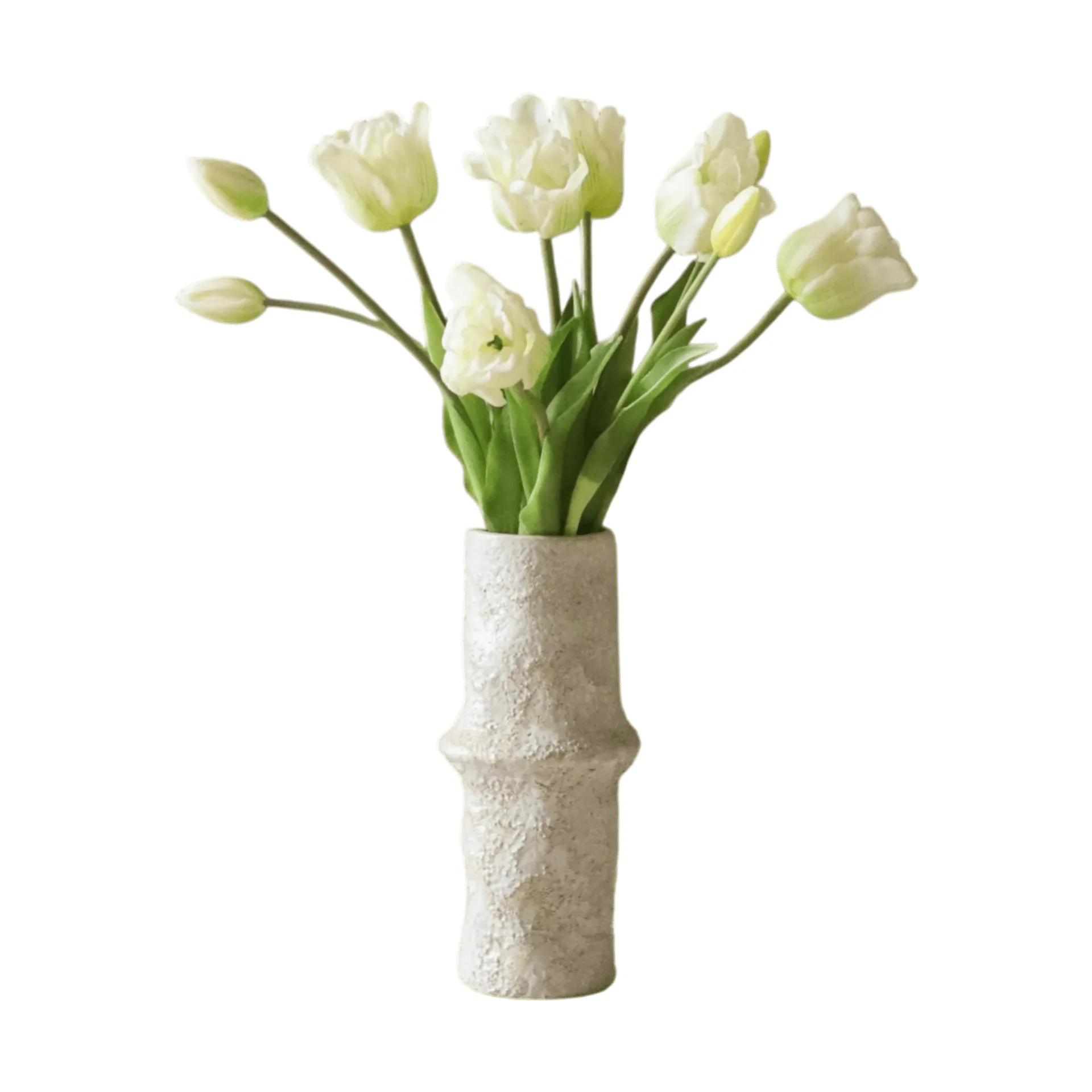 Botané Bouquet artificiel de tulipes Triumph Blanc, 10 pcs