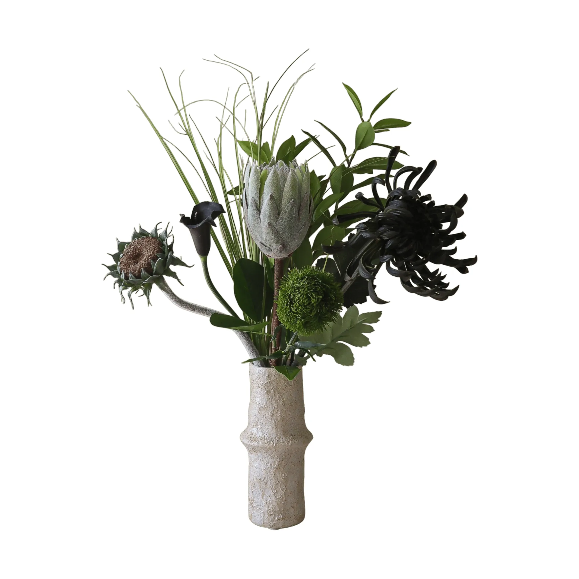 Botané Bouquet artificiel Midnight Wilderness Protée royale-chrysanthème-calla-œillet, , 7 pièces
