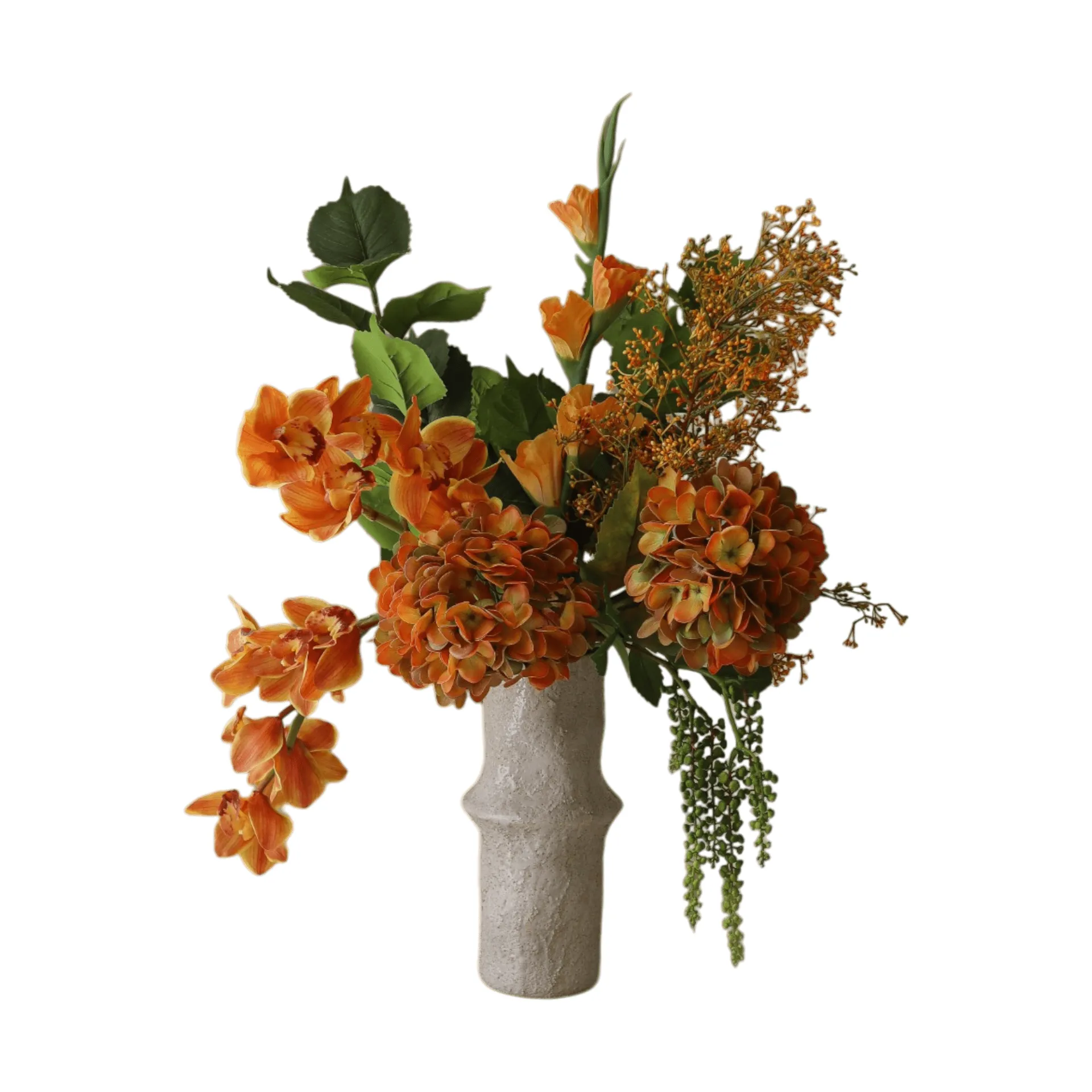 Botané Bouquet artificiel The Orangery Orchidée cymbidium-glaïeul-hortensia, , 10 pièces