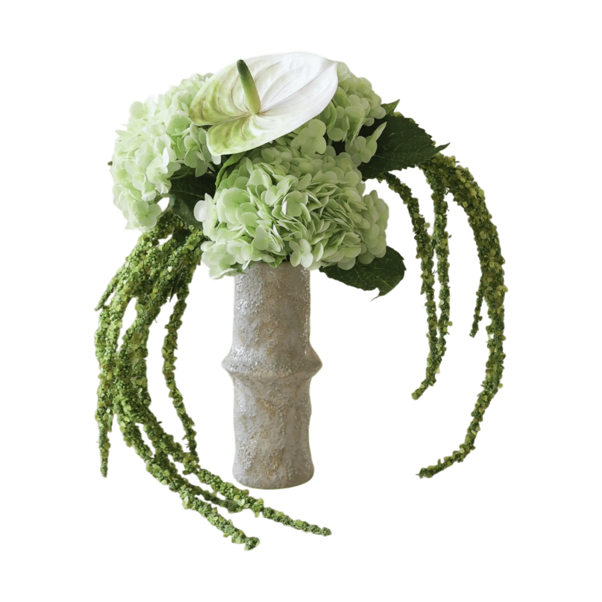 Botané Bouquet de fleurs artificielles Dewdrop Symphony Hortensia vert clair anthurium amarante 6 pcs