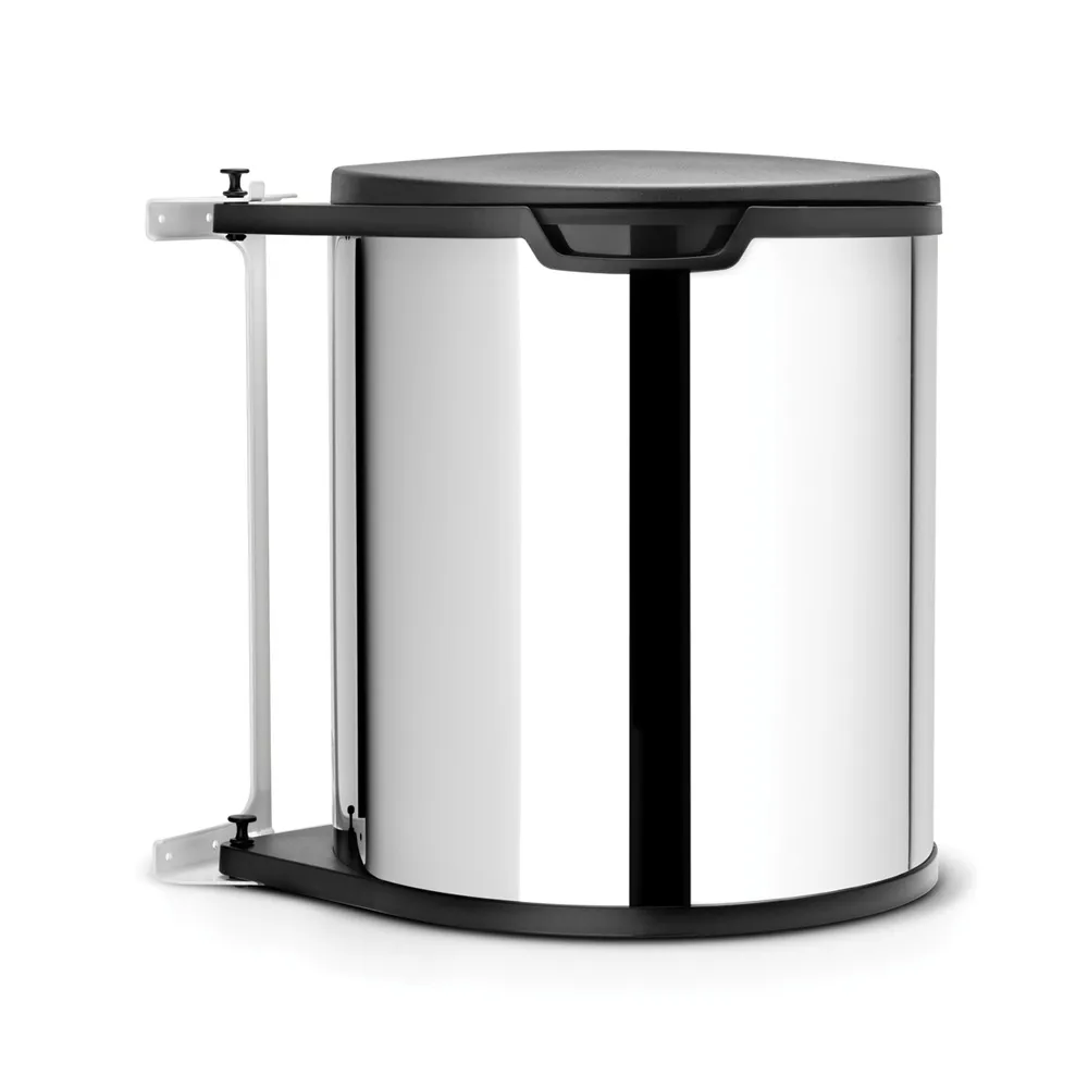 Brabantia Affaldsspand til underskab rund, plastindsats (inkl beslag) 15 L Blankpoleret stål