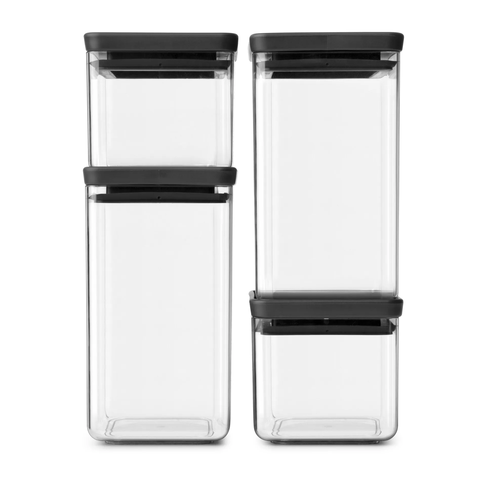 Brabantia Ensemble de bocaux de rangement carrés TASTY+ Gris foncé