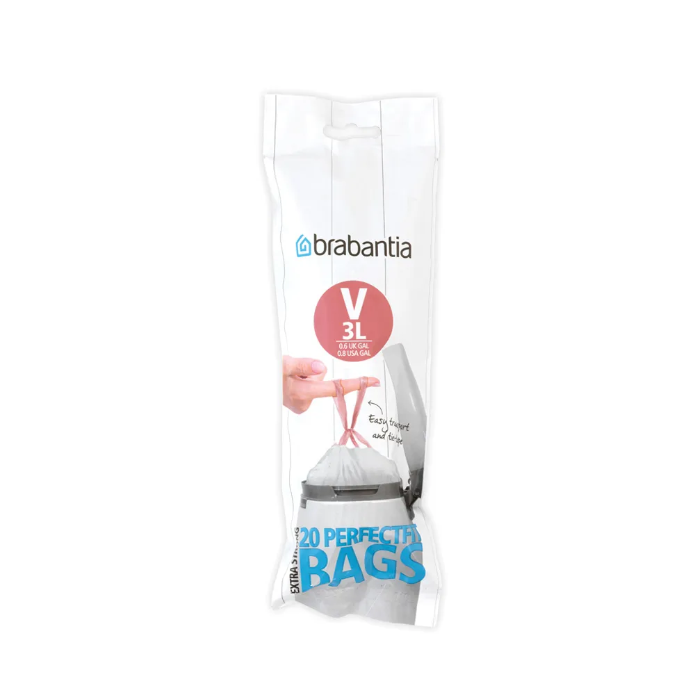 Brabantia PerfectFit Code V - Skraldepose - løbesnor - 3 L - høj-densitets polyethylen (HDPE) - pakke med 20