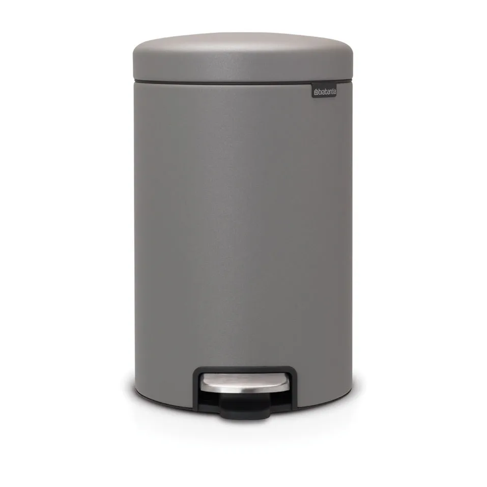 Brabantia Poubelle à pédale New Icon 12 litres Mineral concrete grey
