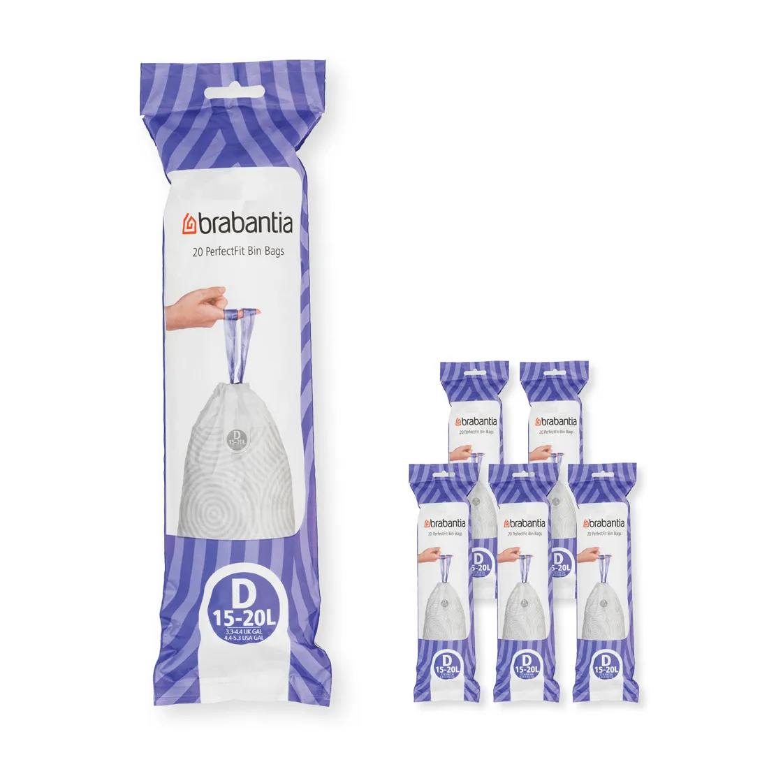Brabantia Sac poubelle Brabantia PerfectFit 120 sacs Modèle d, 15-20 l