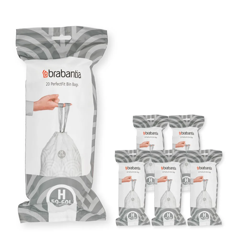 Brabantia Sac poubelle Brabantia PerfectFit 120 sacs Modèle H, 50-60 L