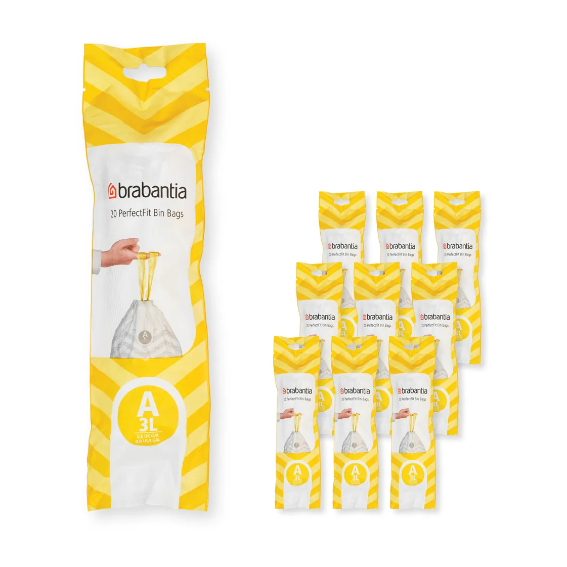 Brabantia Sac poubelle Brabantia PerfectFit 200 sacs Modèle A, 3 L