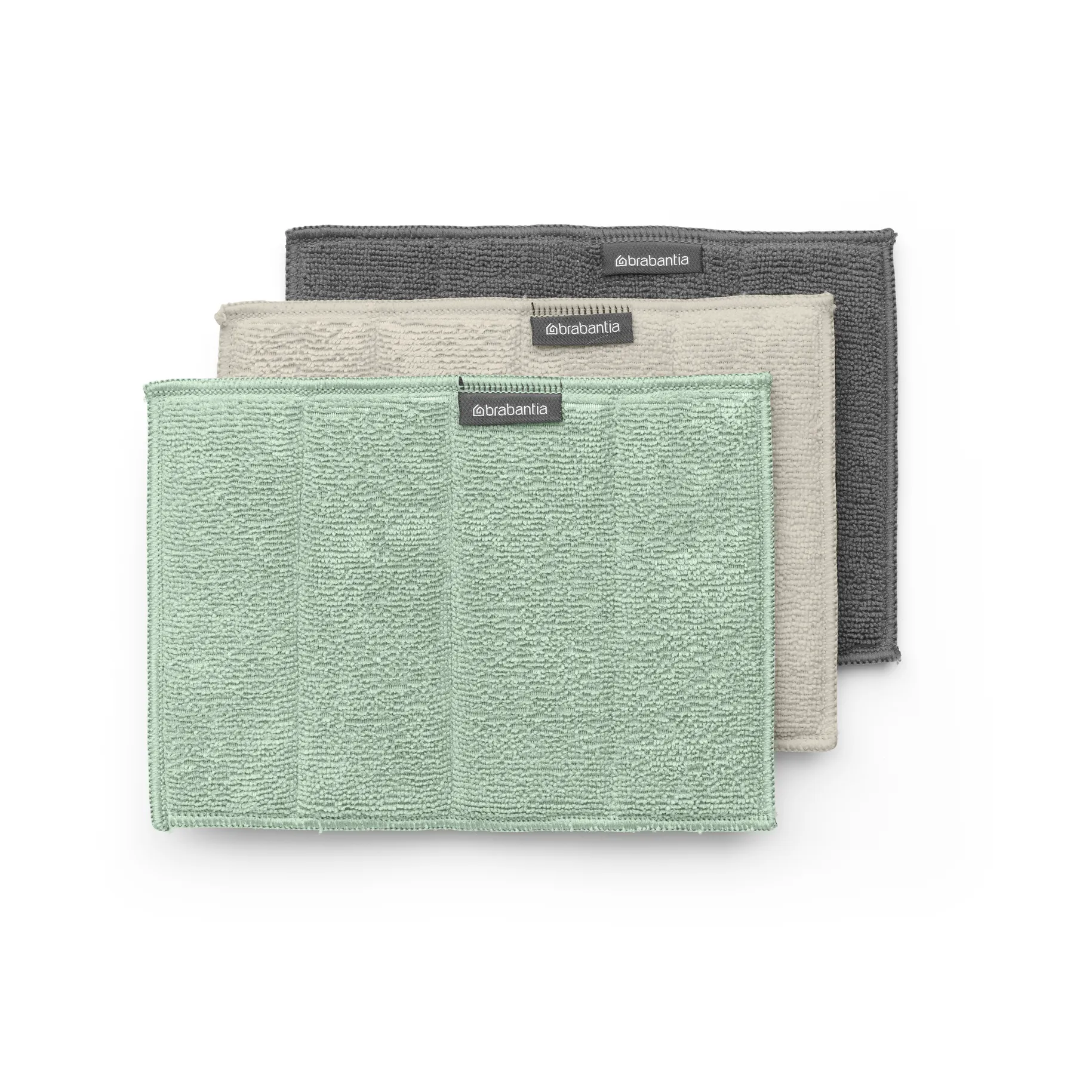 Brabantia Microfiber Opvaskesvamp Sæt Soft Beige / Mørk Grå / Jade Green