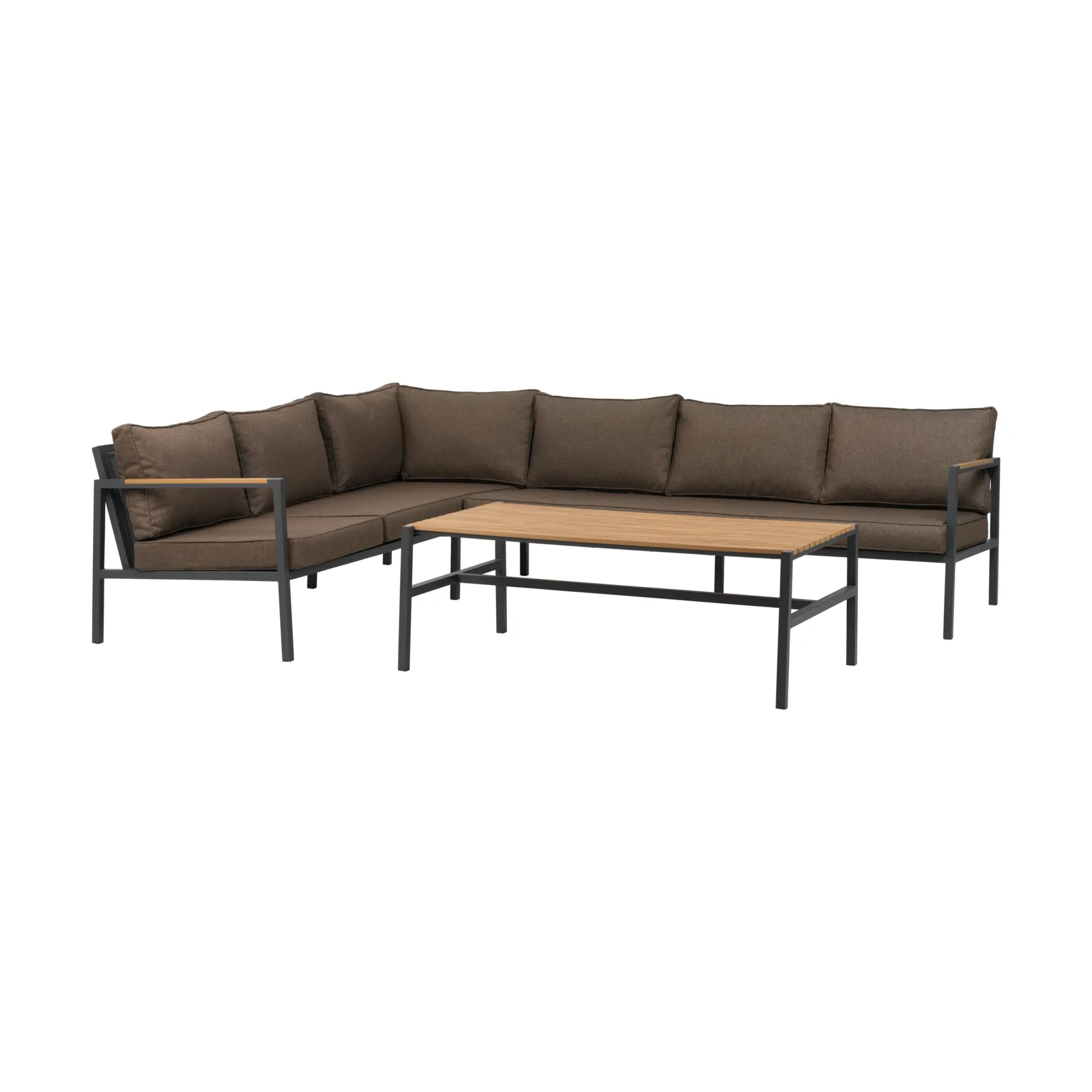 Brafab Canapé Cap Anthracite-marron, 6 places