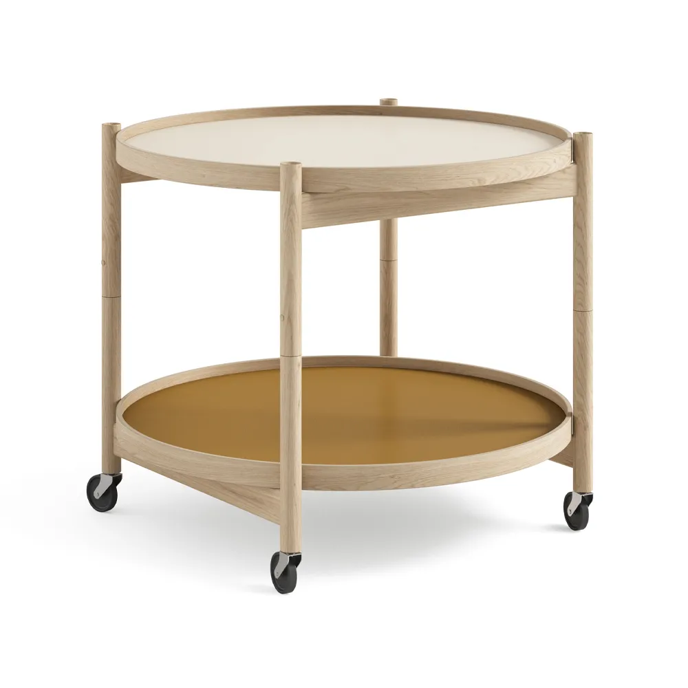 Brdr. Krüger Bølling Tray Table model 60 rullebord sunny, ubehandlet understel i eg