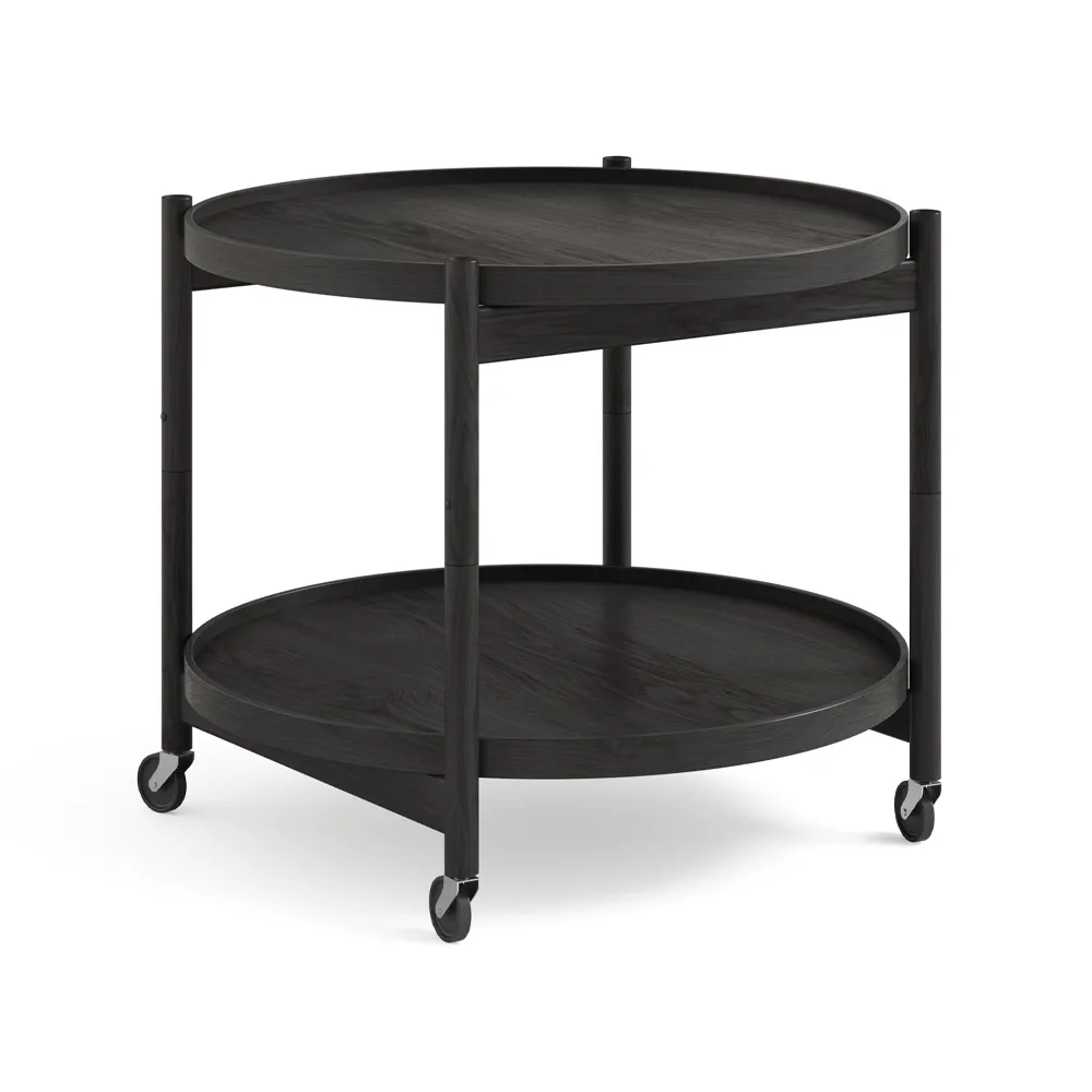 Brdr. Krüger Table roulante Bølling Tray Table model 60 chêne laqué noir, structure en chêne laqué noir