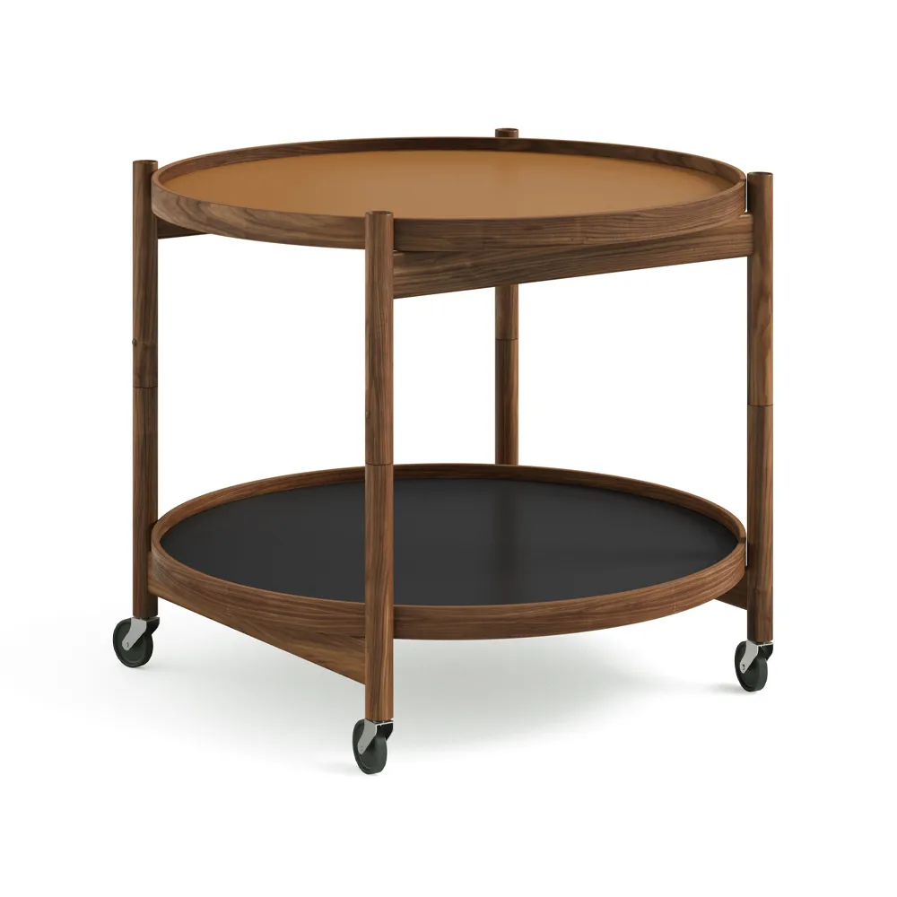 Brdr. Krüger Table roulante Bølling Tray Table model 60 clay, structure en noyer huilé