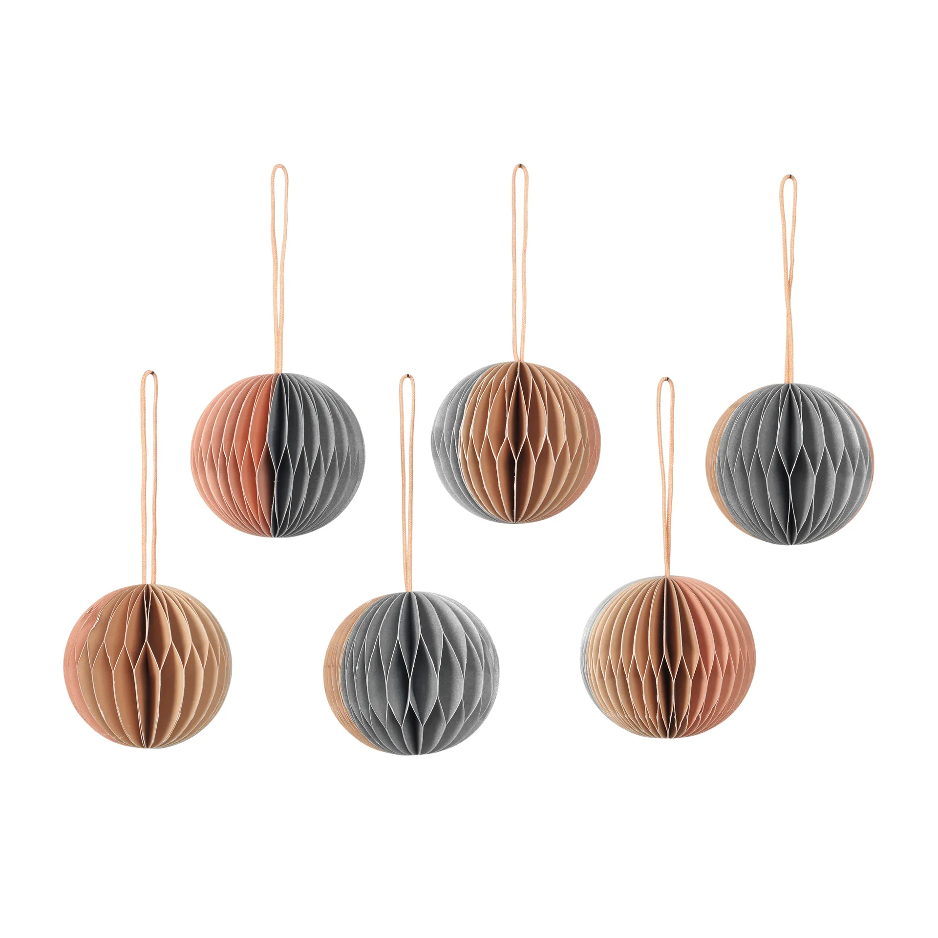 Broste Copenhagen Ball julekugle honeycomb Ø5 cm 6 dele Multi/Beige