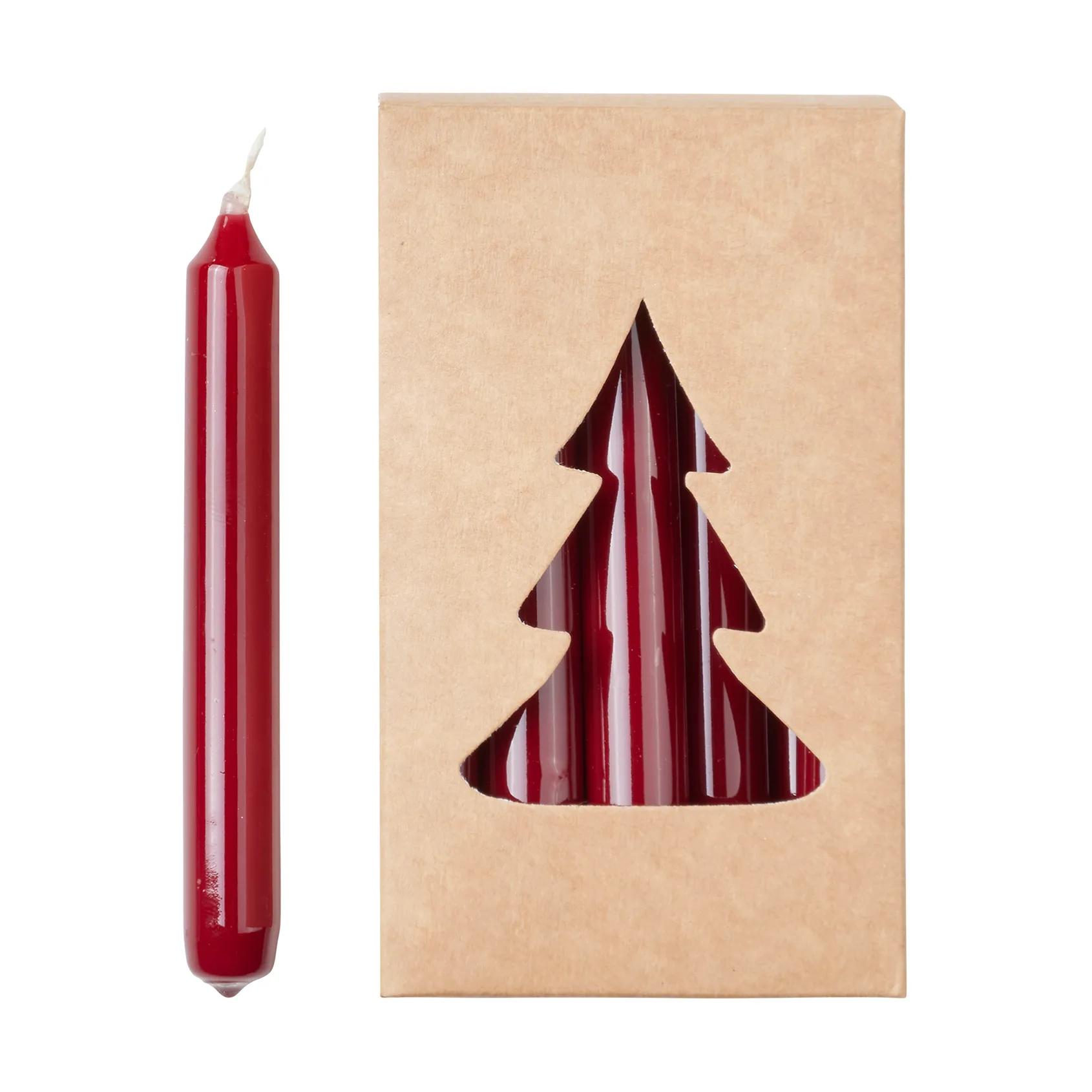 Broste Copenhagen Bougie de Noël Broste glossy Ø1,2x10,2 cm lot de 20 Burgundy