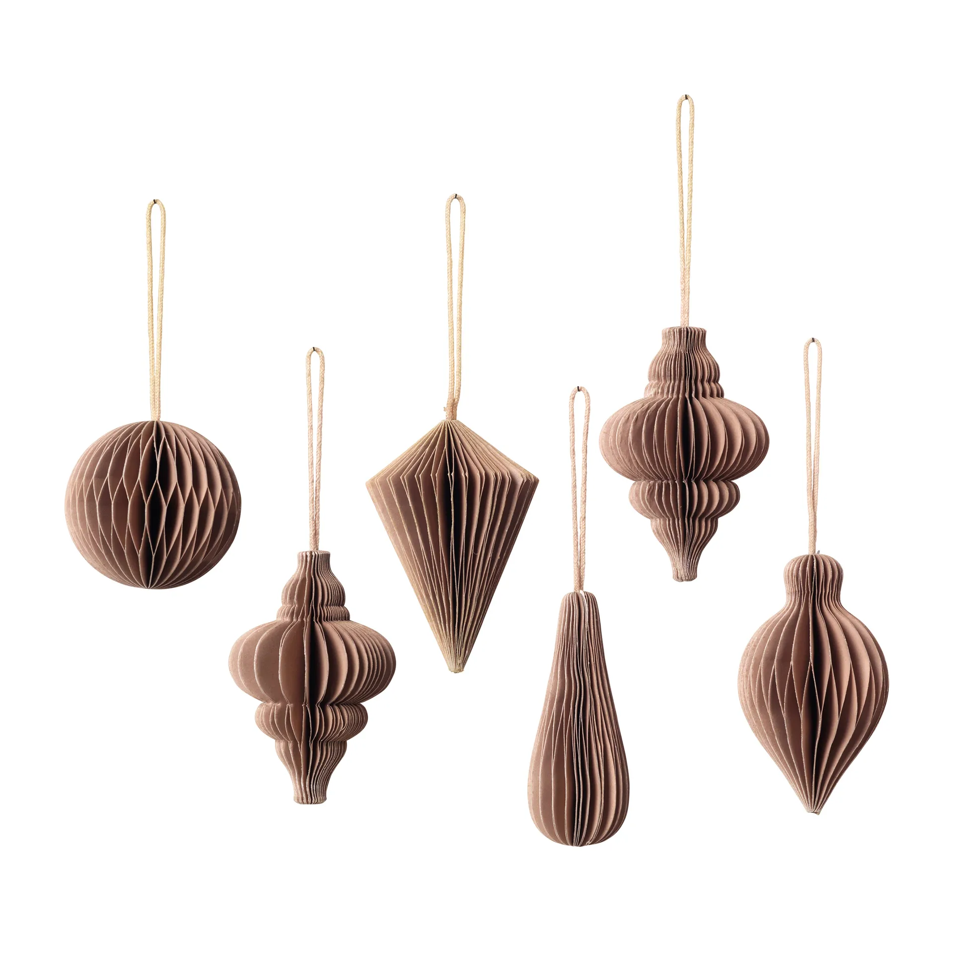 Broste Copenhagen Décoration de Noël Christmas mix Lot de 6 Indian tan