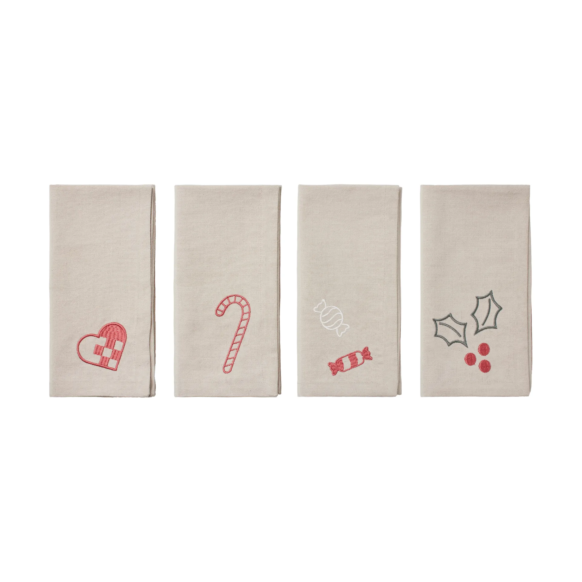 Broste Copenhagen Fryd stofservietter 45x45 cm 4-pak Light warm grey/Red