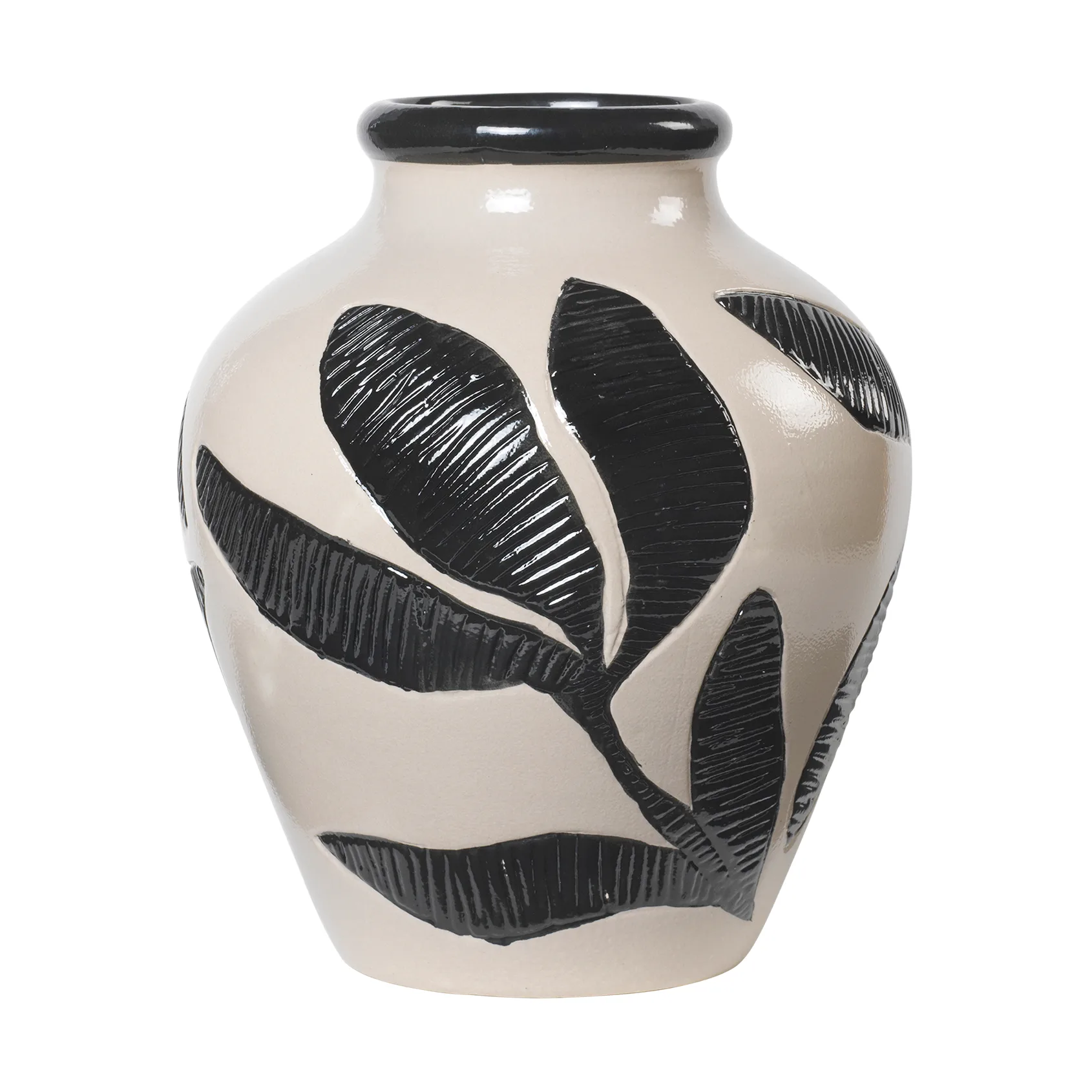 Broste Copenhagen Herbert vase 30 cm Black-rainy day green