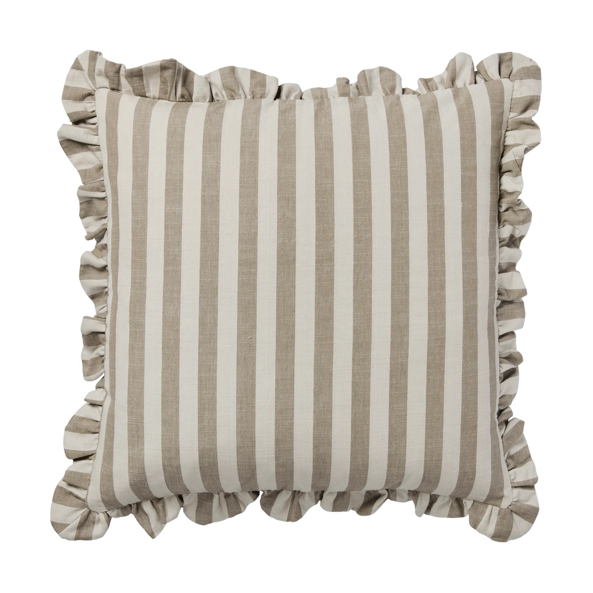 Broste Copenhagen Housse de coussin Ina Brown kelp-castle beige, cm