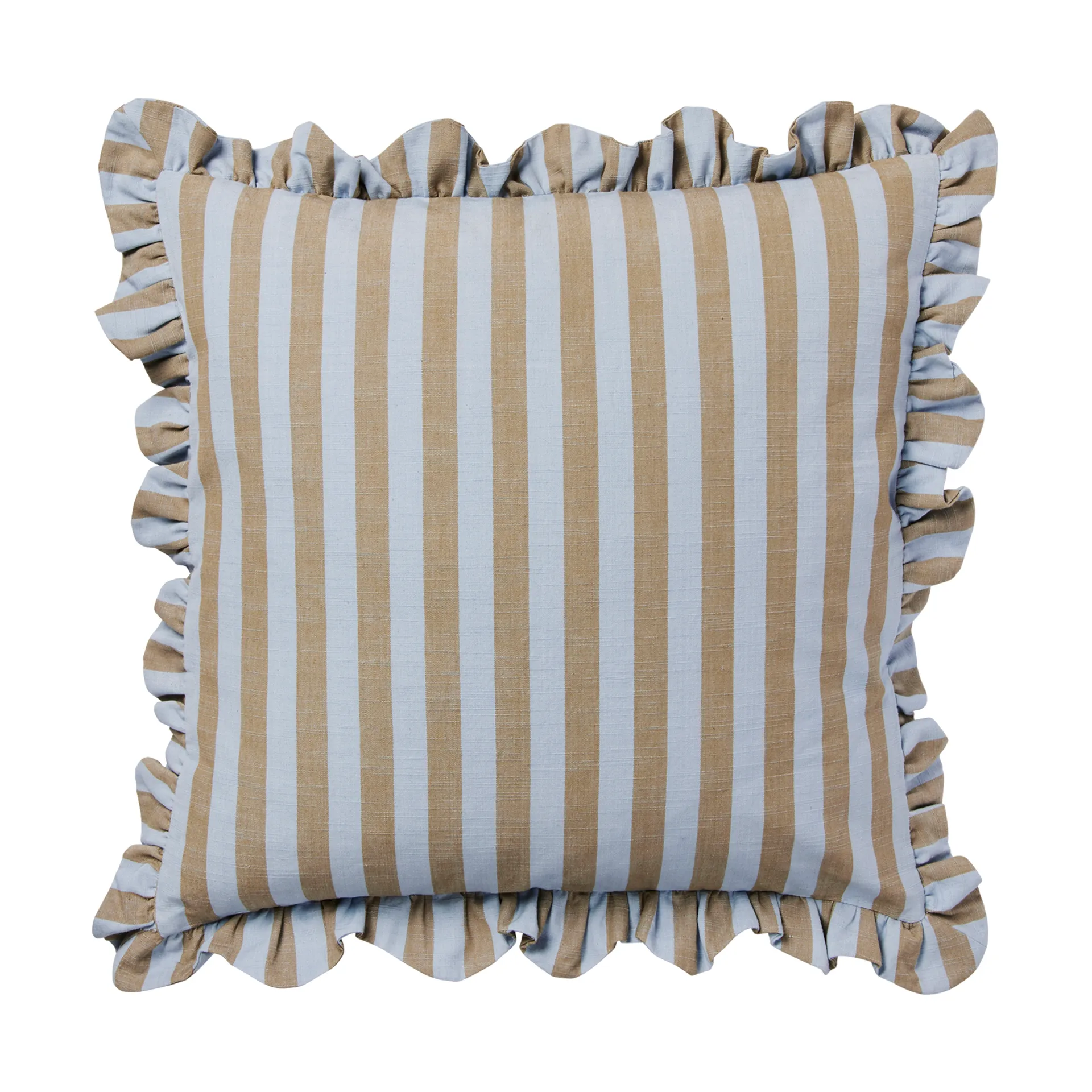 Broste Copenhagen Housse de coussin Ina Dusty blue-brown kelp, cm