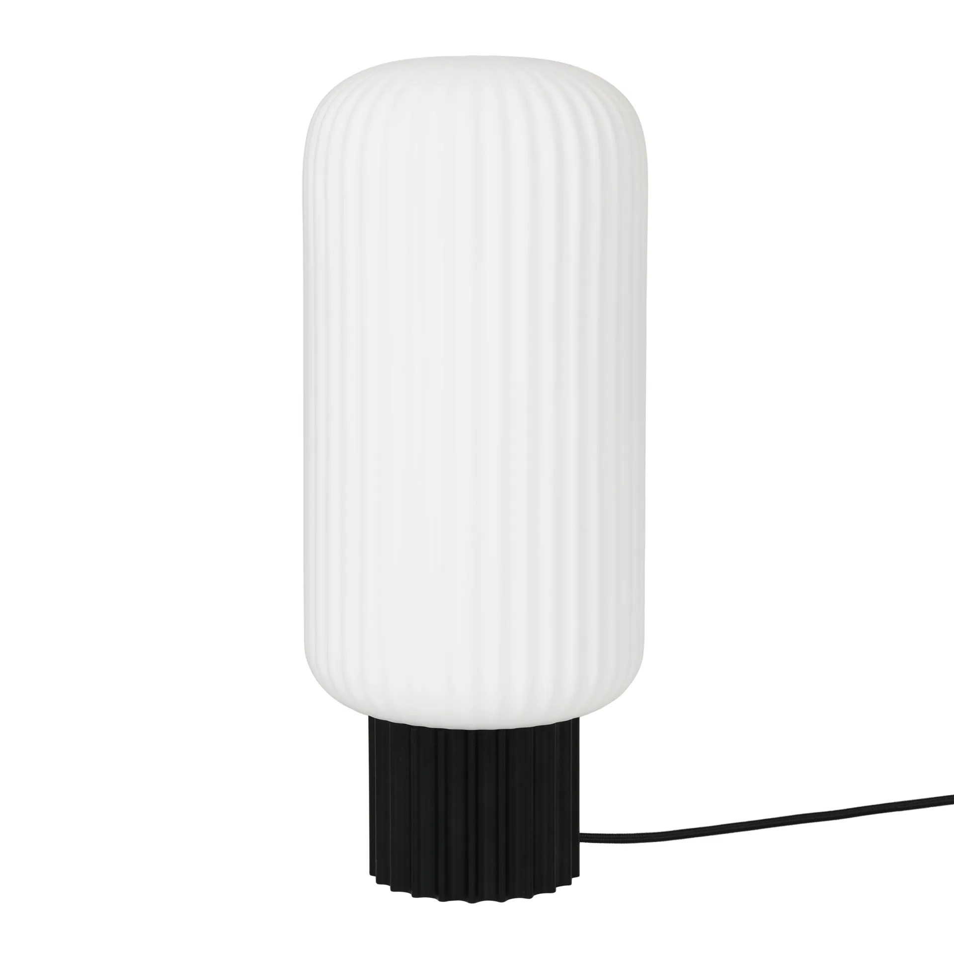 Bordlampe Broste Copenhagen Lolly i metal og glas sort/hvid Ø16 x H39 cm