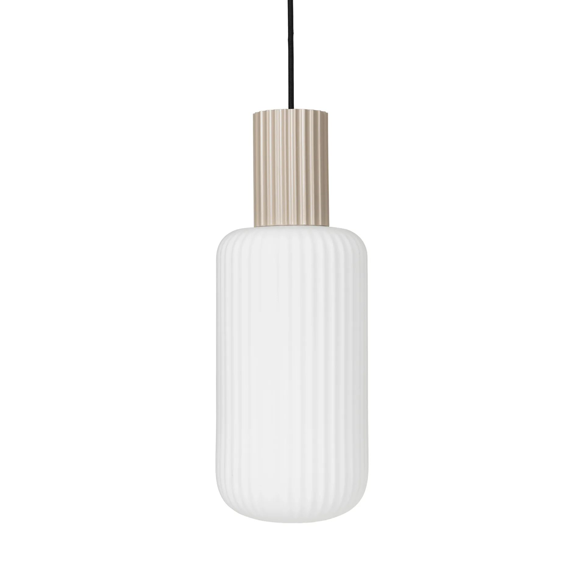 Pendel lampe Broste Copenhagen Lolly hvid/sand Ø16 x H43 cm metal og glas