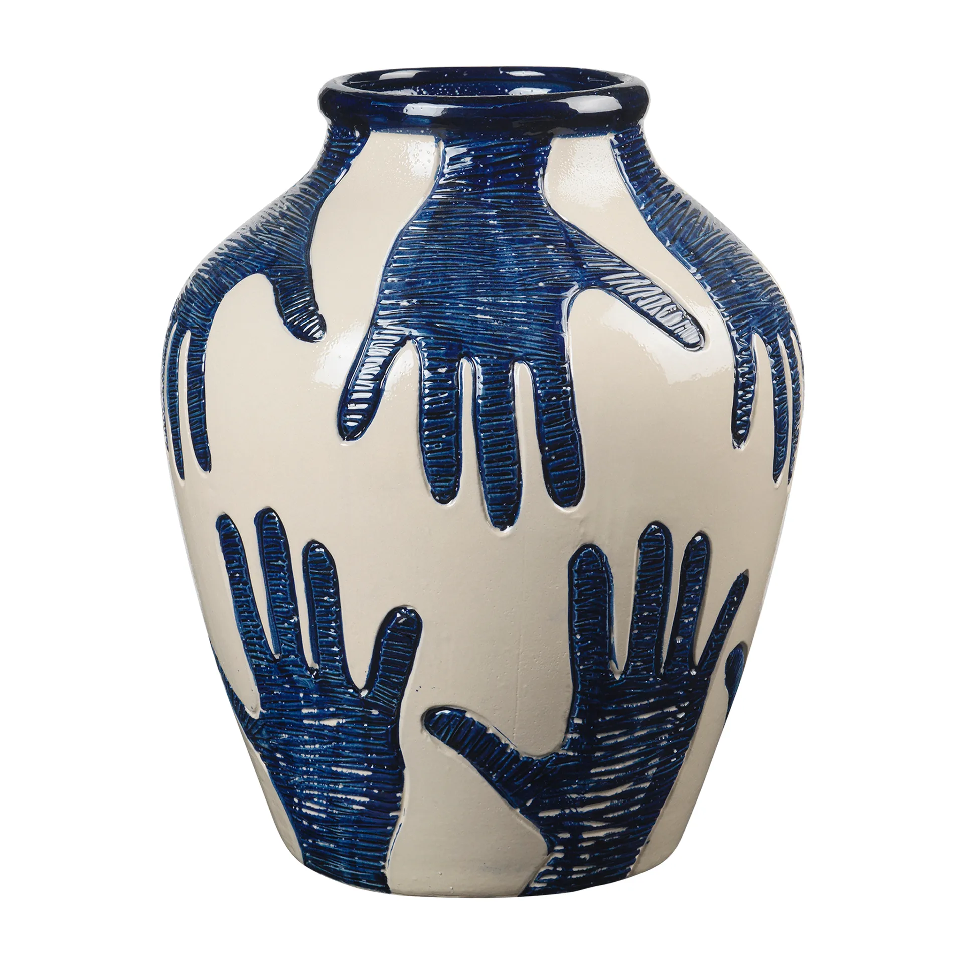 Håndlavet keramikvase Broste Copenhagen Mime blå Ø33 x H40 cm