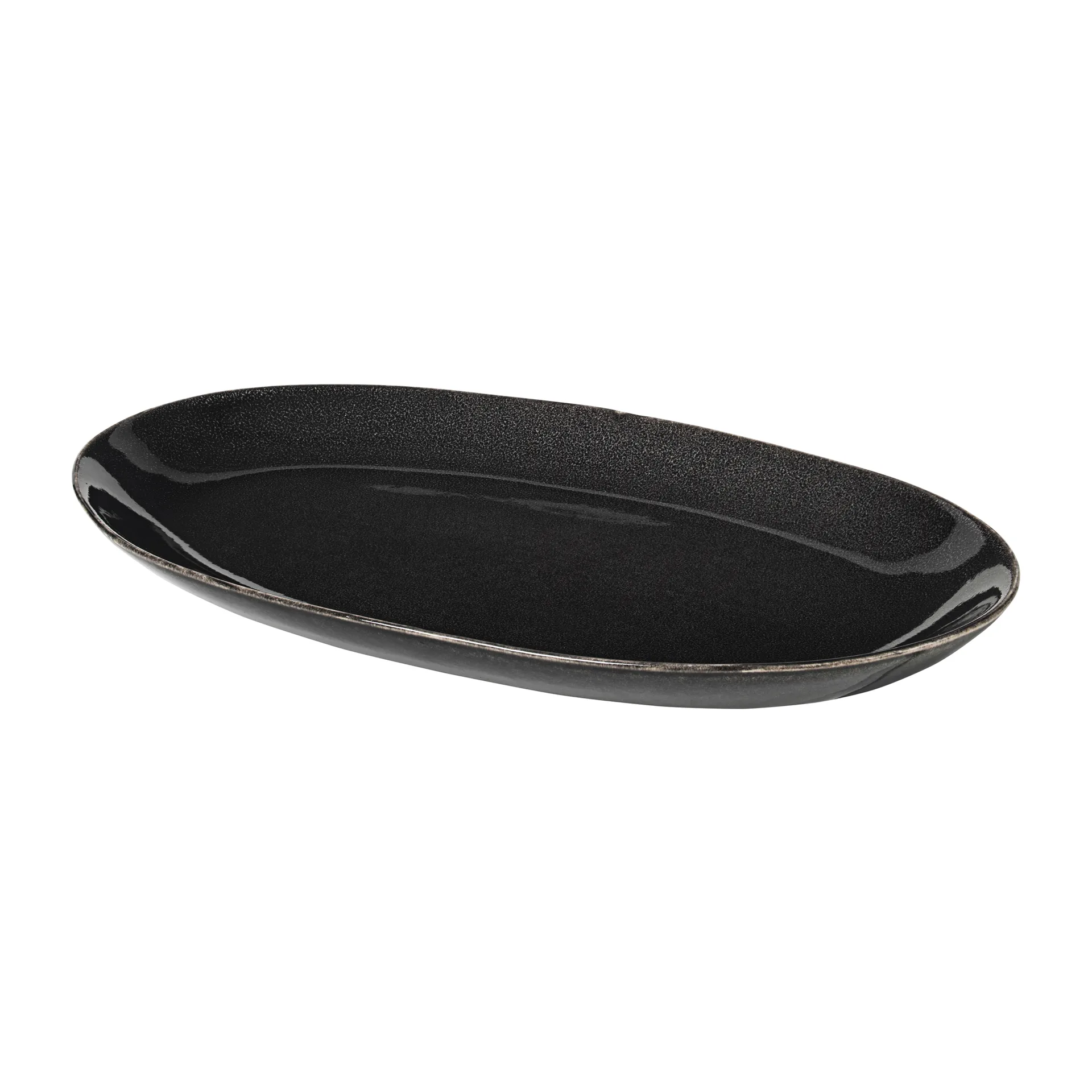 Dekorationsfad Broste Copenhagen Nordic coal oval 17x30 cm stentøj sort