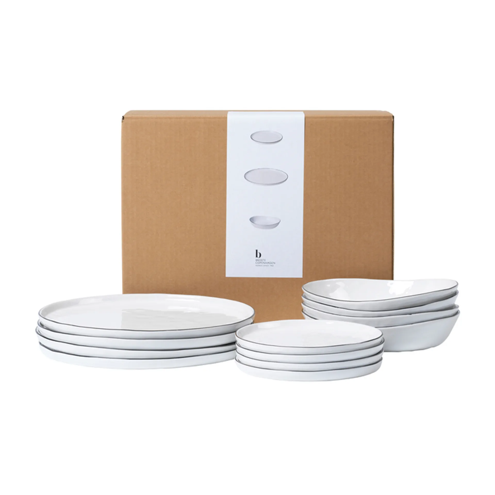 Stentøjsmiddagssæt Broste Copenhagen Salt hvid elegant bordservice