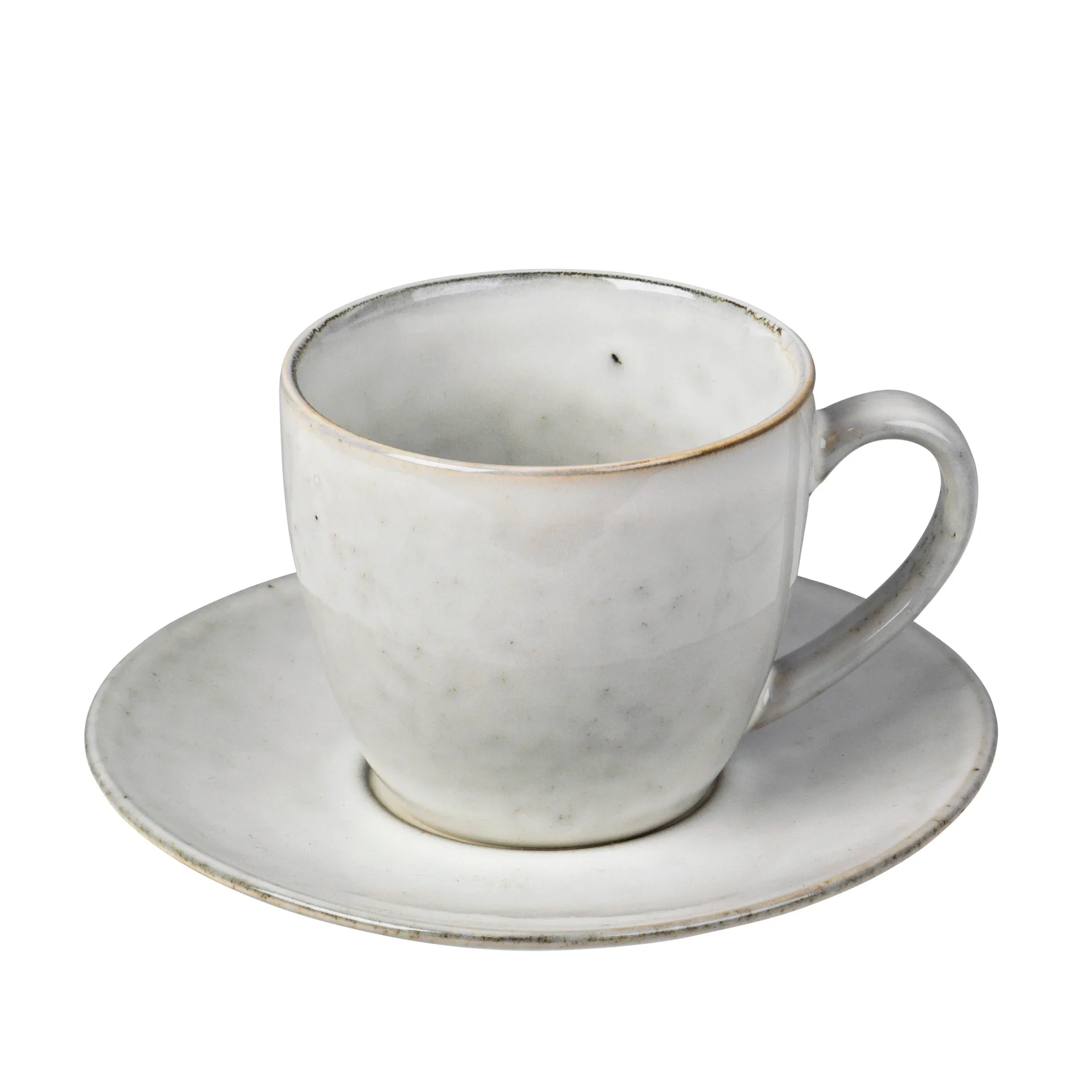 Broste Copenhagen Nordic Sand kopp med fat 8,8 cm