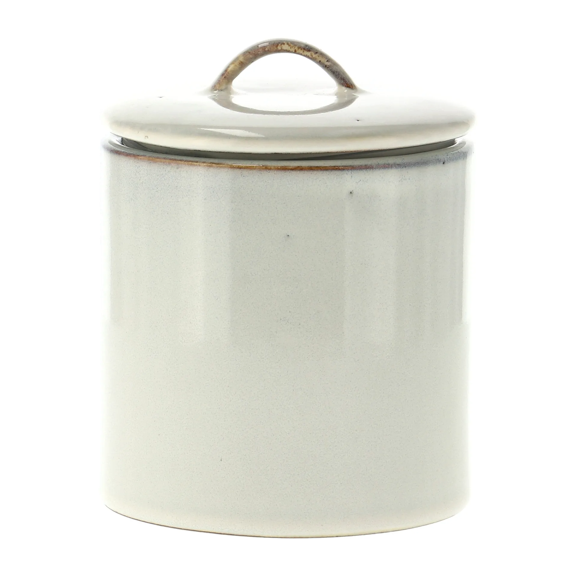 Beholder med låg Broste Copenhagen Nordic Sand sandfarvet stentøj Ø12 x H12 cm 100 cl