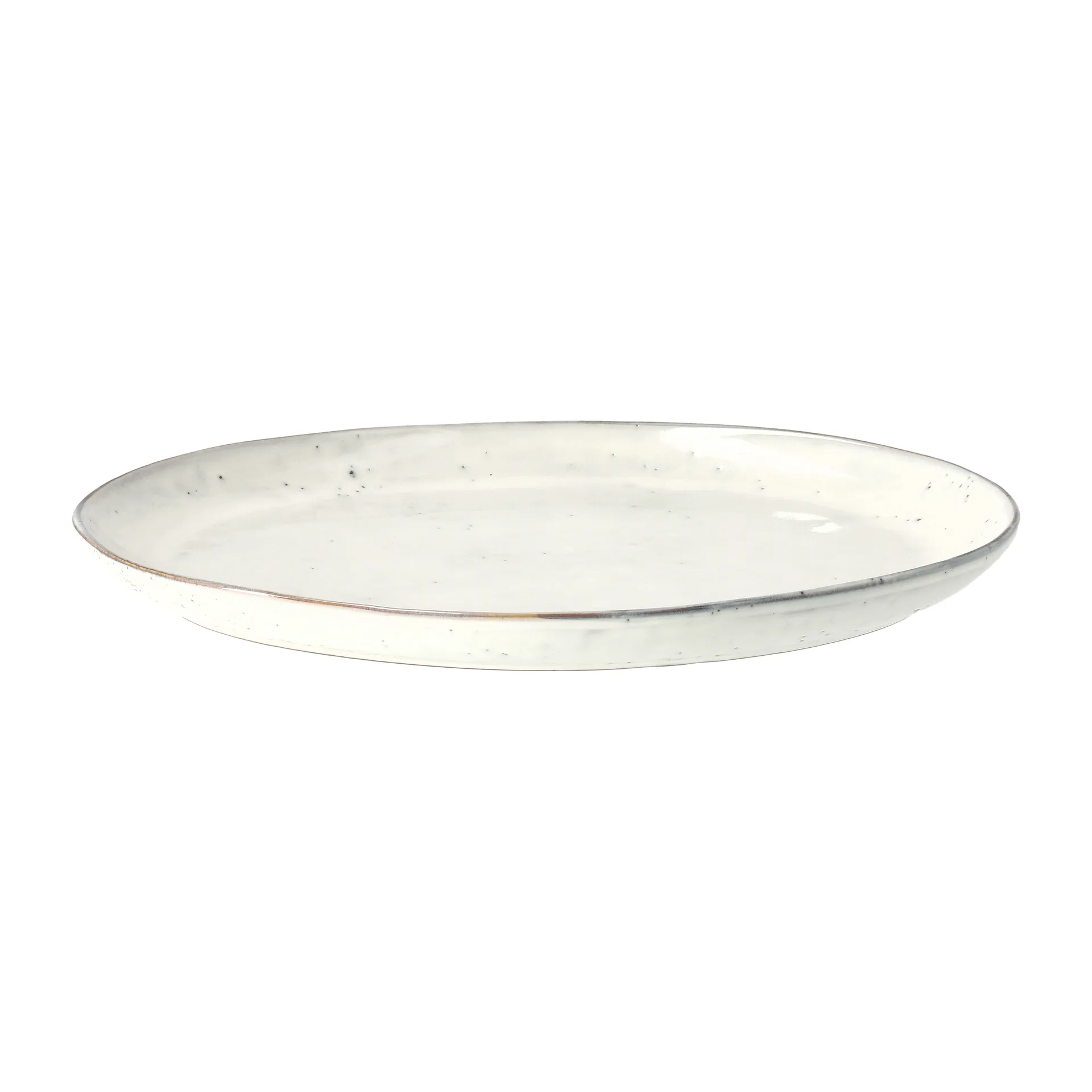 Dekorations- og serveringsfad Broste Copenhagen Nordic Sand sandfarvet stentøj 26,5x35,5 cm