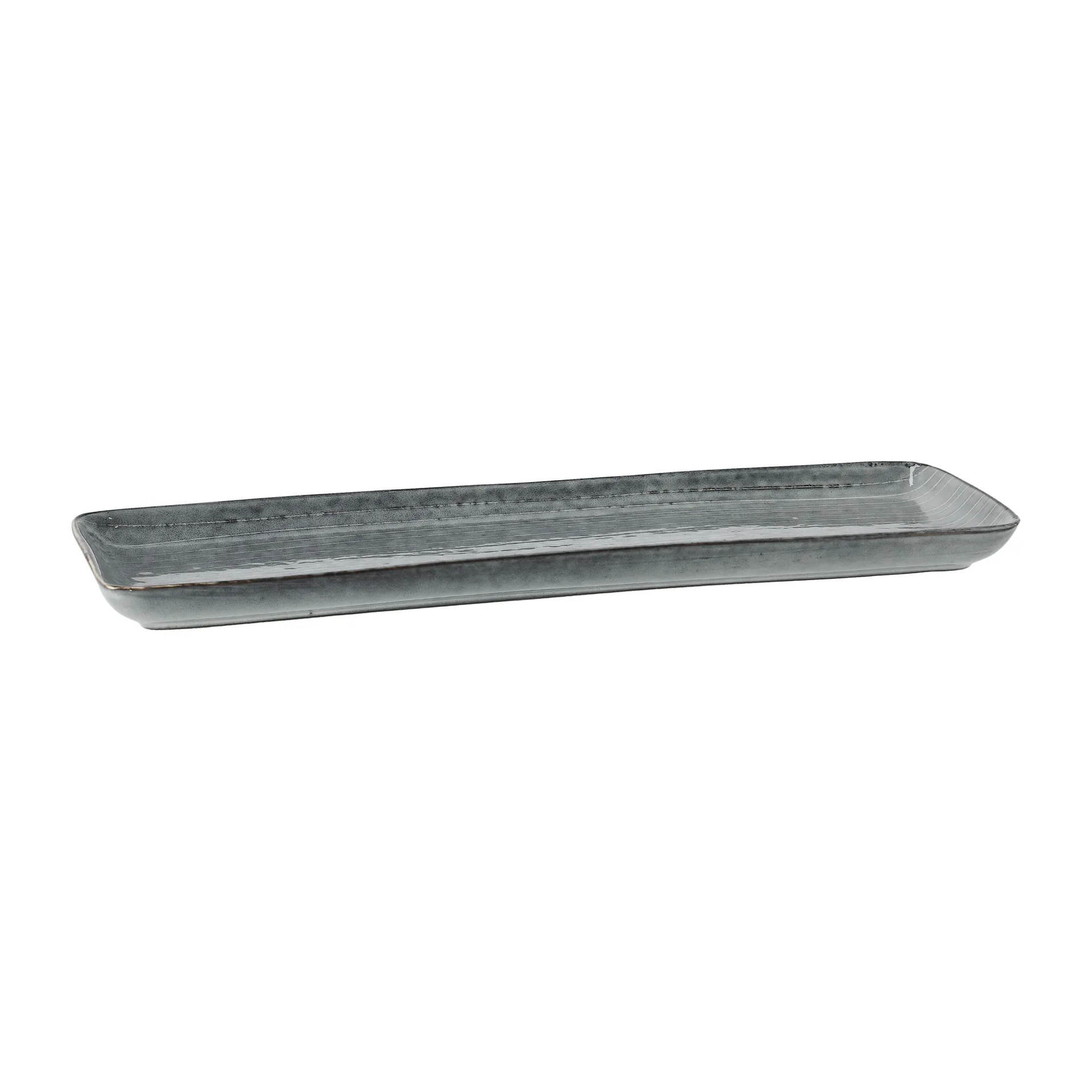 Dekorations- og serveringsfad Broste Copenhagen Nordic Sea stentøj blå 35 x 12,5 x 2,5 cm