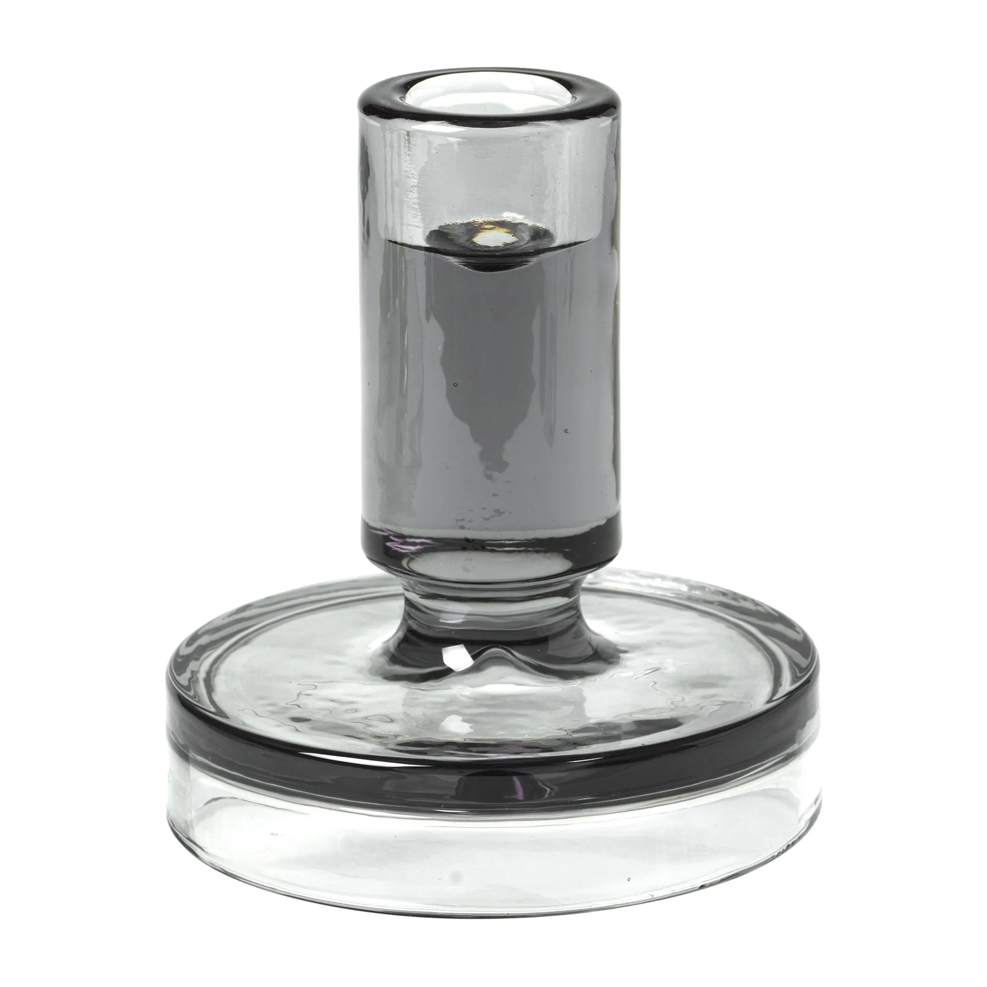 Lysestage i glas Broste Copenhagen Petra H11 x Ø10 cm mørk grå - elegant design til stagelys 21-26 mm
