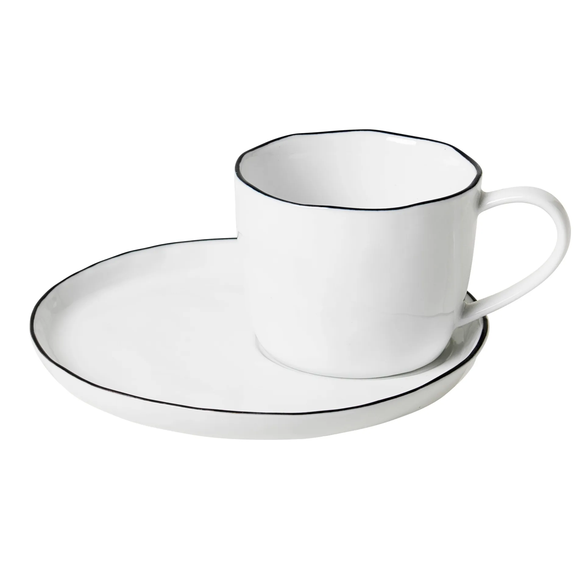 Kop & underkop Broste Copenhagen Salt hvid stentøj 15 cl Ø8,2 cm H6,5 cm